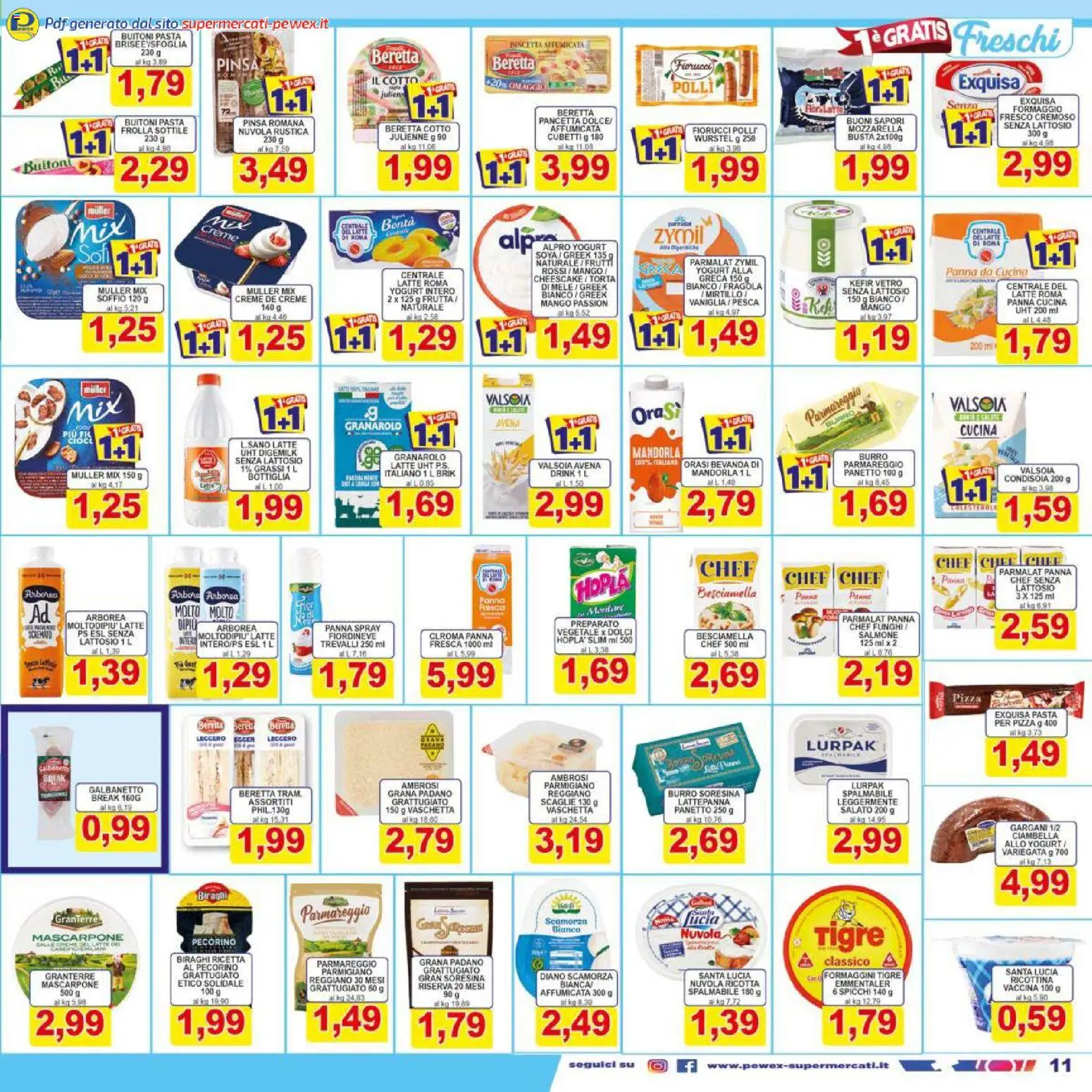 Volantino Pewex del 13.02.2026 | Pagina: 11 | Prodotti: Latte, Pesca, Mascarpone, Pasta brisée