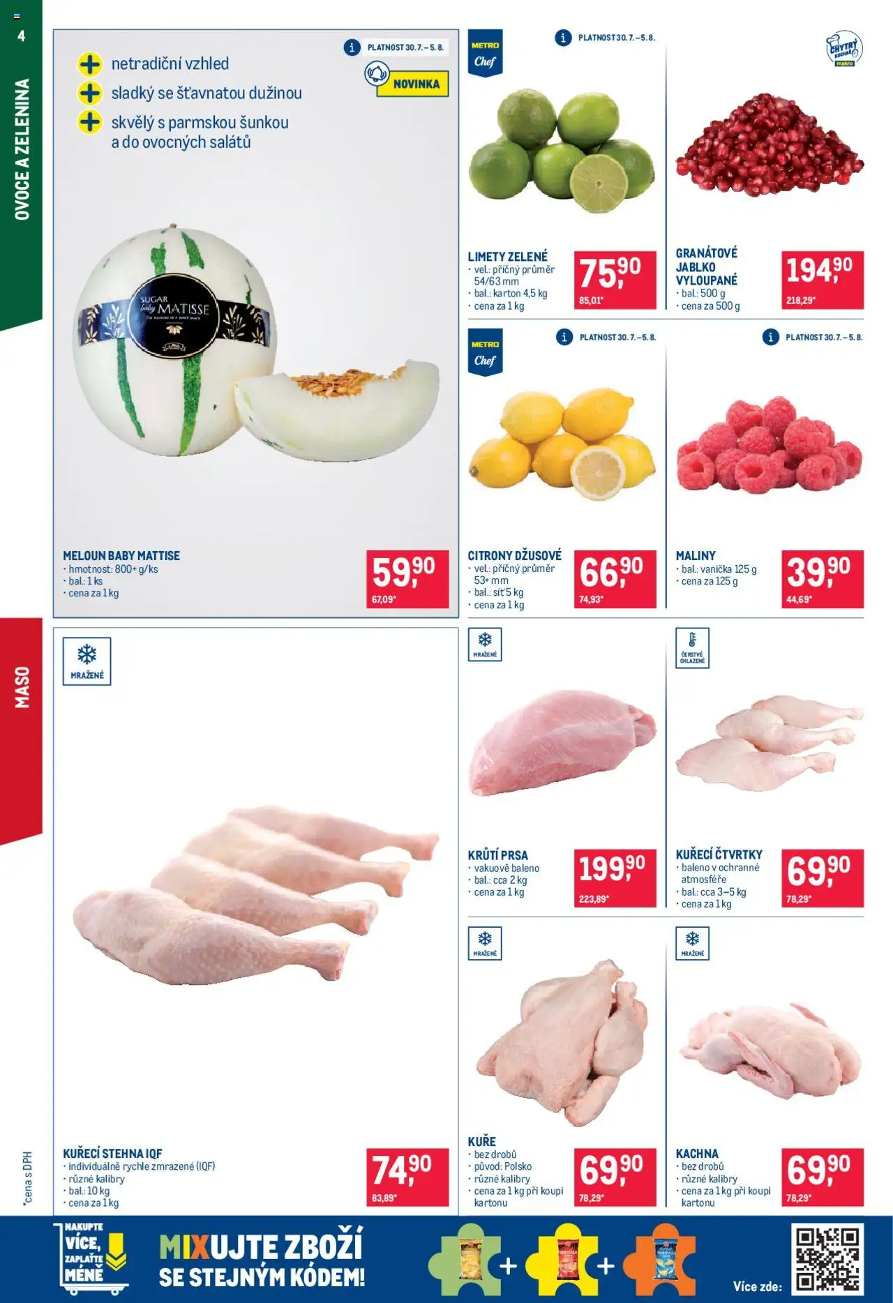 Makro leták - Gastronomie od 30.07.2025 | Strana: 4 | Produkty: Kuřecí čtvrtky, Maliny, Citróny, Kuřecí stehna