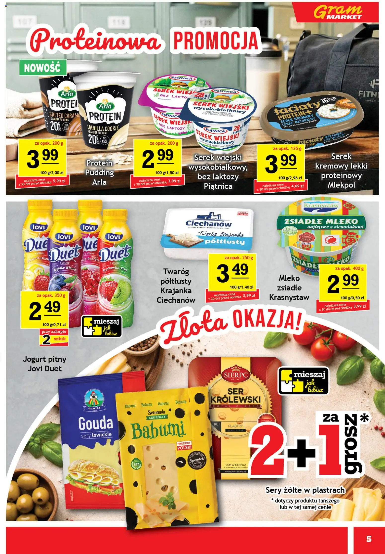 Gram Market gazetka od 15.04.2026 | Strona: 5 | Produkty: Serek, Sery, Serek wiejski wysokobiałkowy, Twaróg