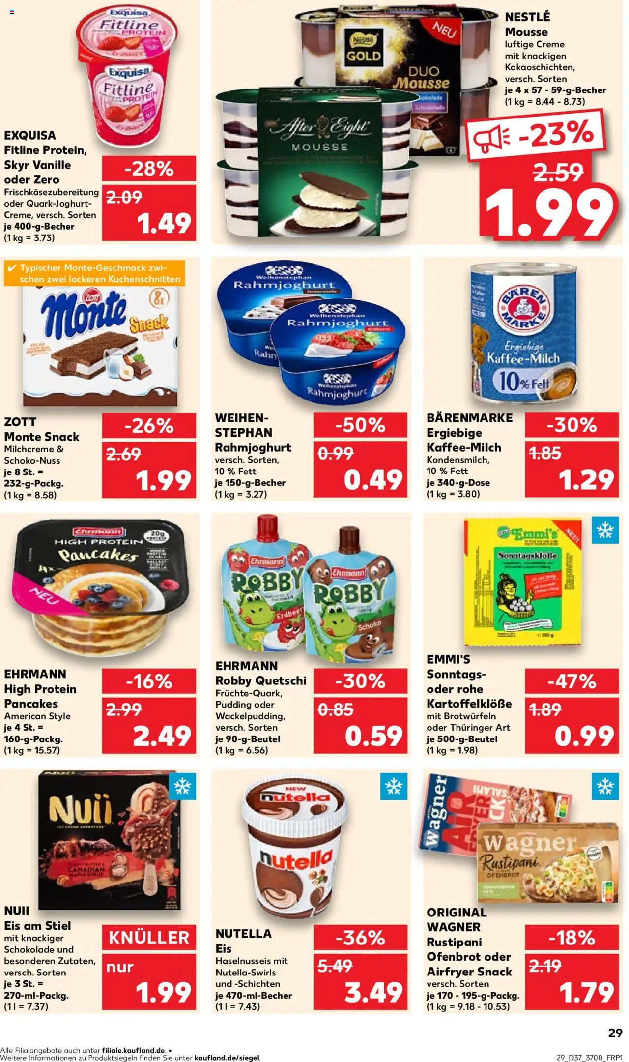 Kaufland prospekt Rostock	 – gültig ab 11.09.2025 | Seite: 29 | Produkte: Nuii eis, Schokolade, Creme, Pizza