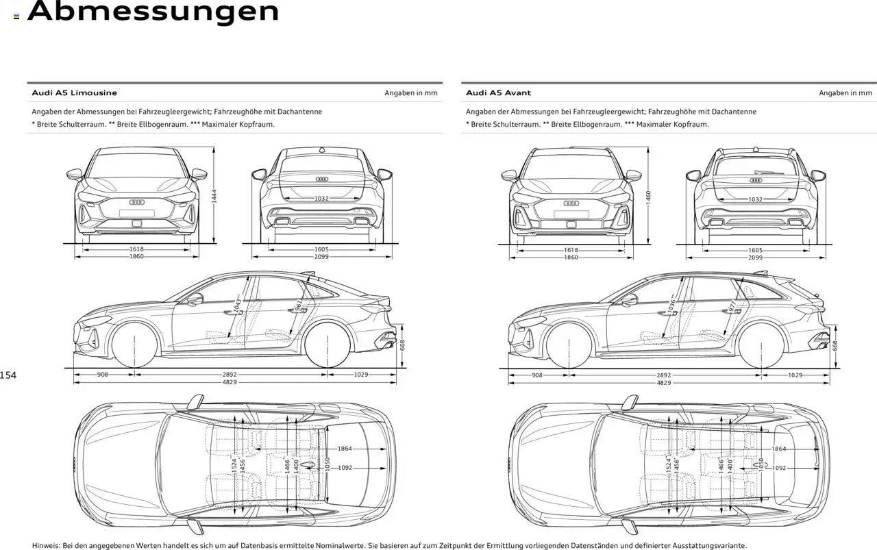 Audi A5 – gültig ab 09.01.2025 | Seite: 154