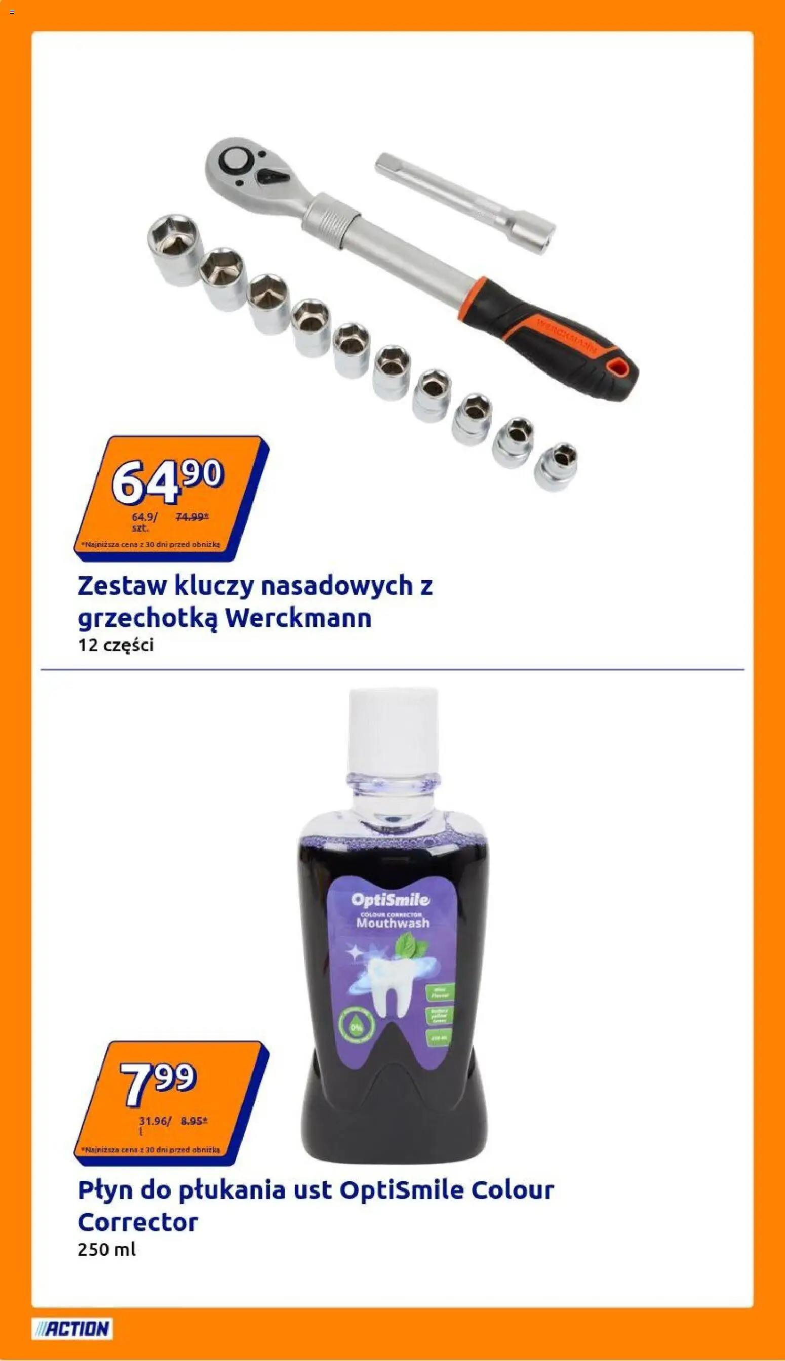 Action Gazetka od 24.12.2025 | Strona: 16 | Produkty: Zestaw kluczy nasadowych, Płyn do płukania ust