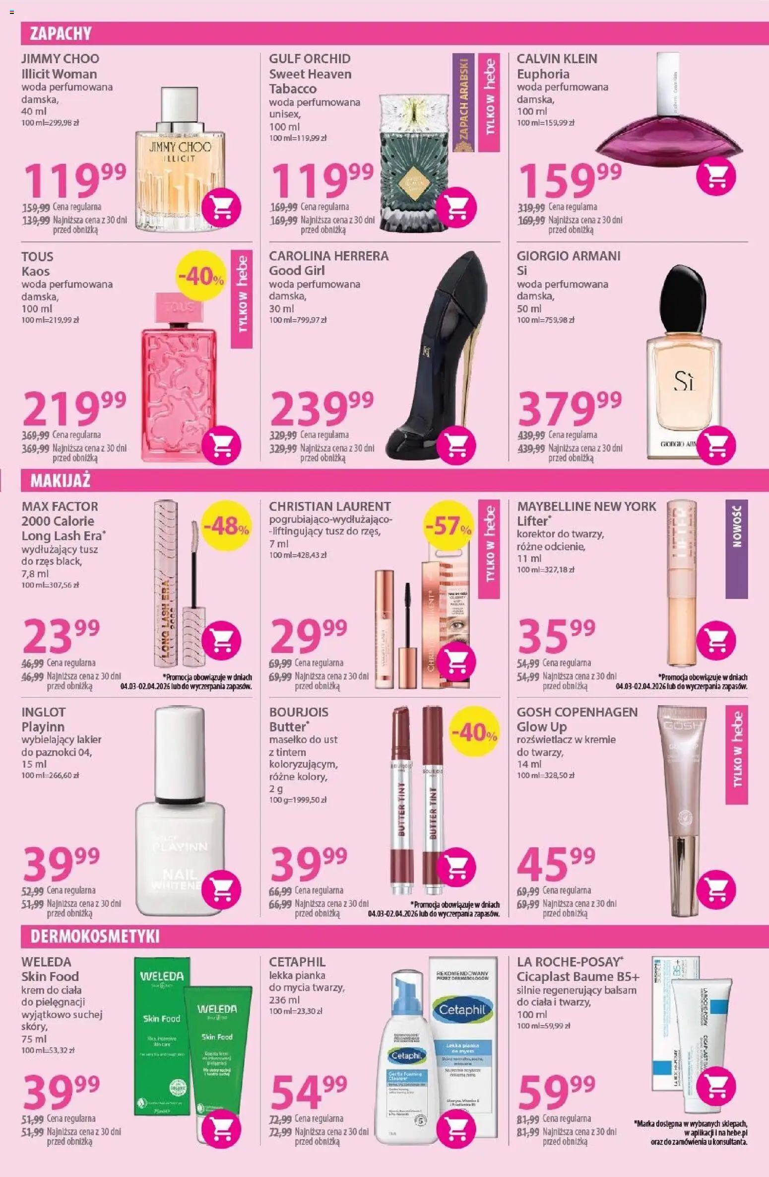 Hebe gazetka od 04.03.2026 | Strona: 3 | Produkty: Zapach, Tusz do rzęs, Body, Woda
