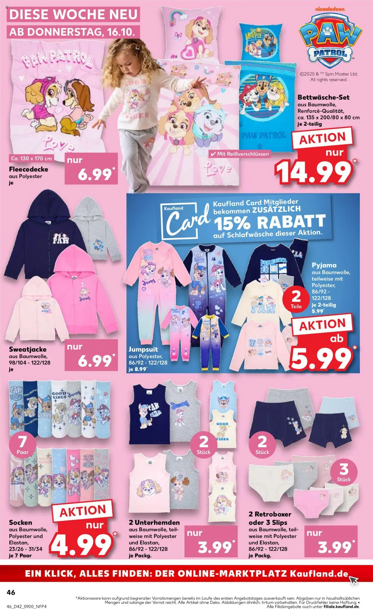 Kaufland prospekt Frankfurt (Oder)	 – gültig ab 16.10.2025 | Seite: 46 | Produkte: Sweatjacke, Overall, Socken, Pyjama