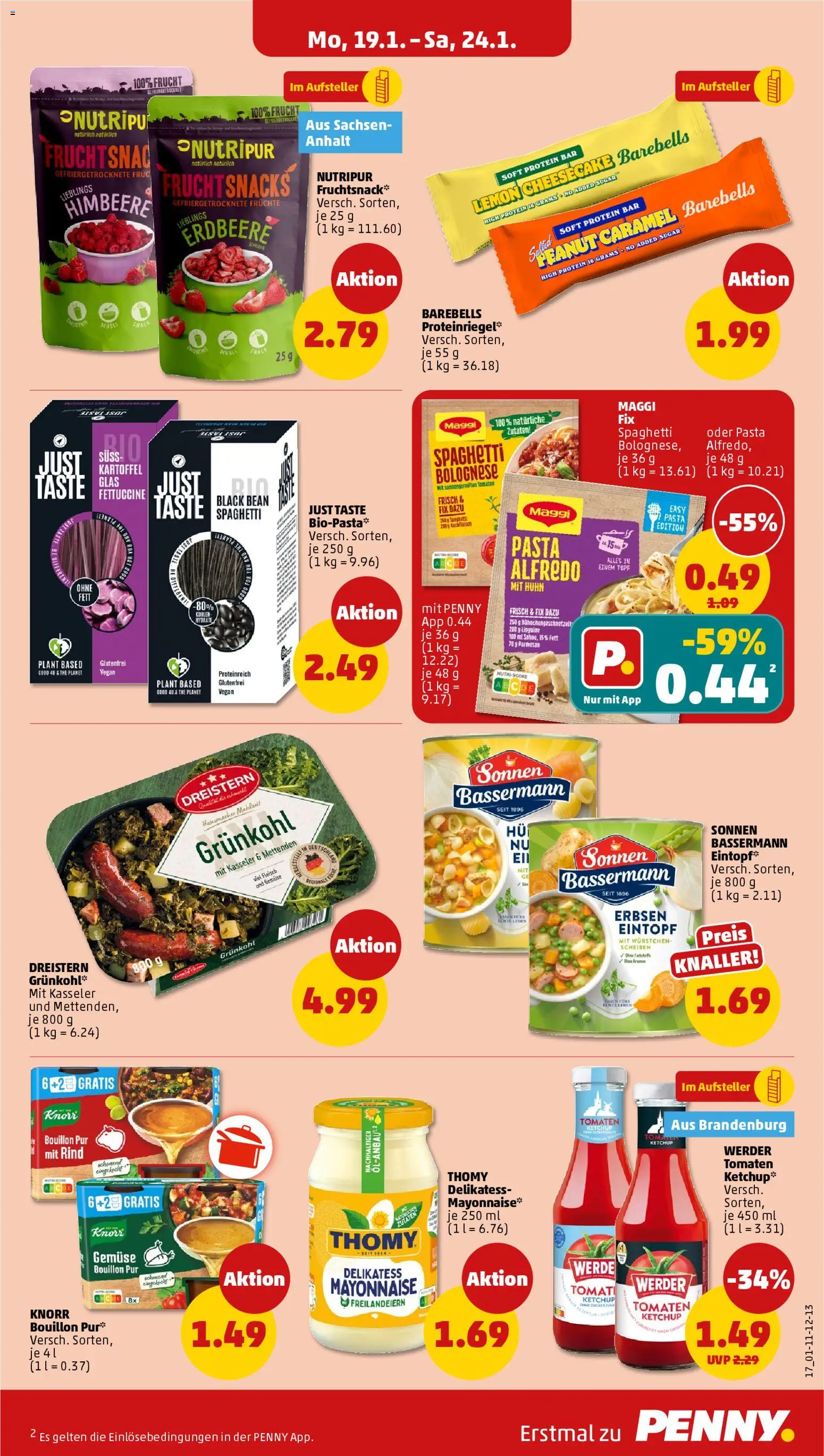 Penny Prospekt 	 – gültig ab 19.01.2026 | Seite: 19 | Produkte: Maggi, Himbeere, Pasta, Erbsen