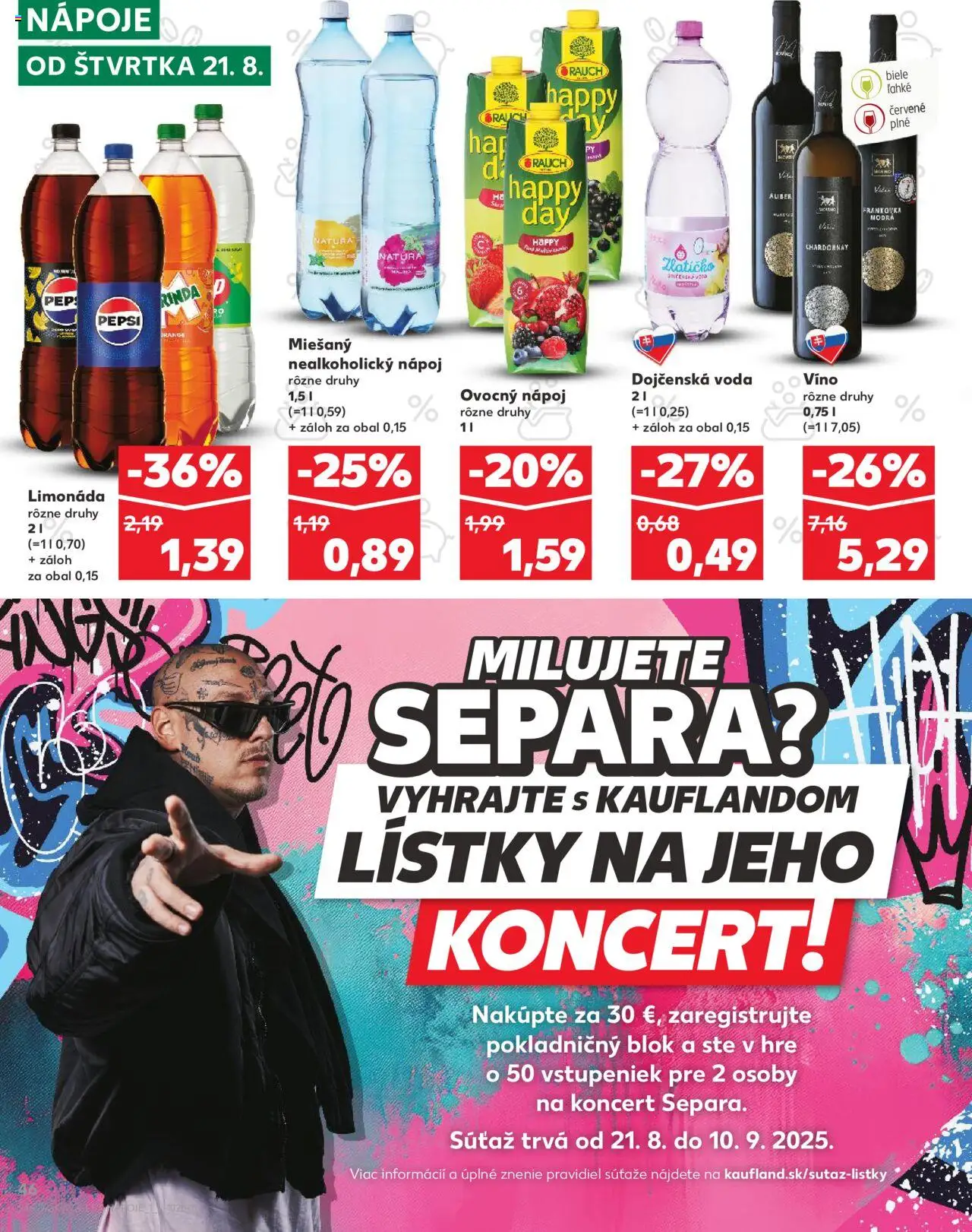 Kaufland Bratislava-Avion │ platný od 21.08.2025 | Strana: 46 | Produkty: Víno, Voda, Pepsi