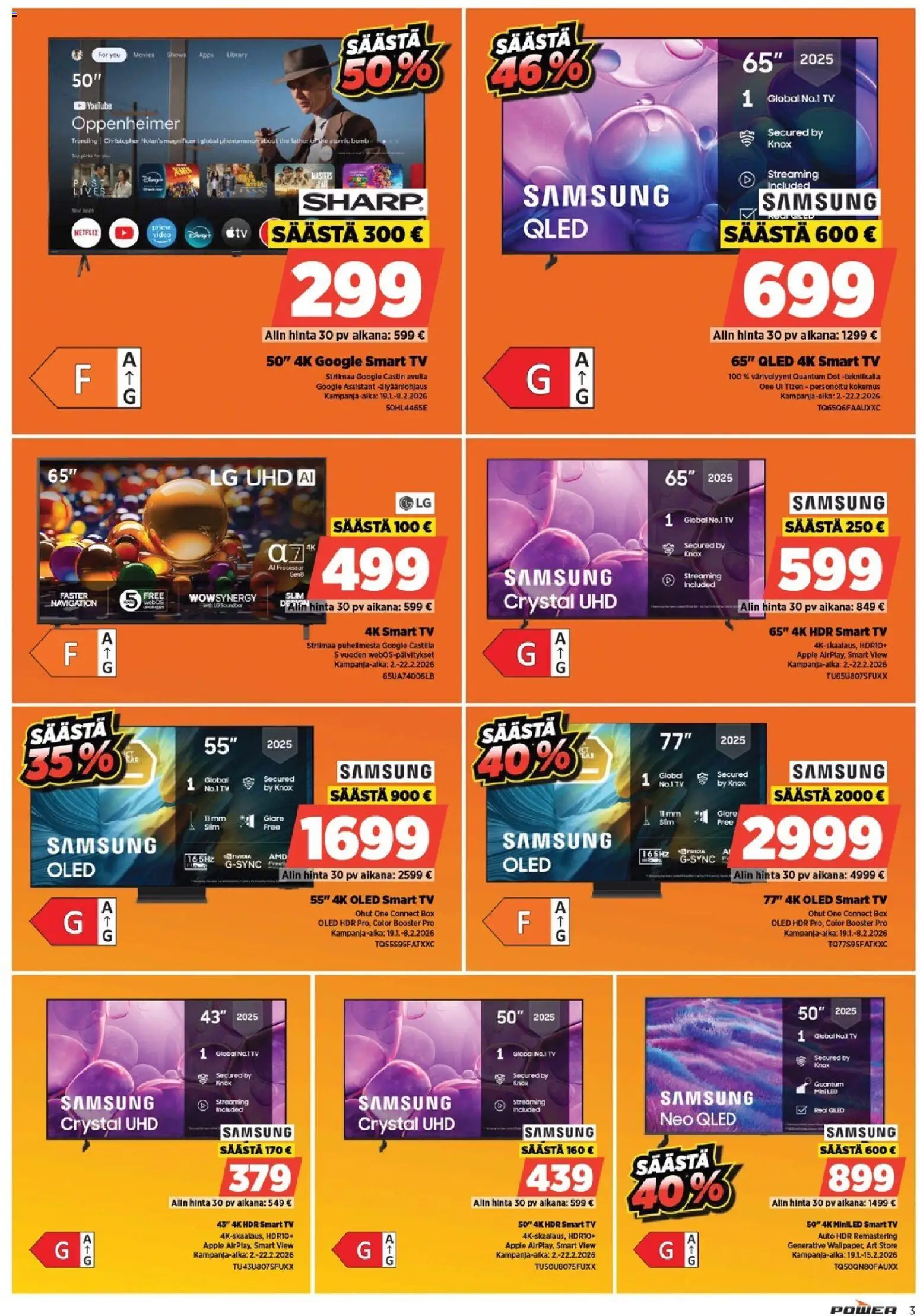 Power tarjoukset – voimassa 02.02.2026 alkaen | Sivu: 3 | Tuotteet: TV, Video