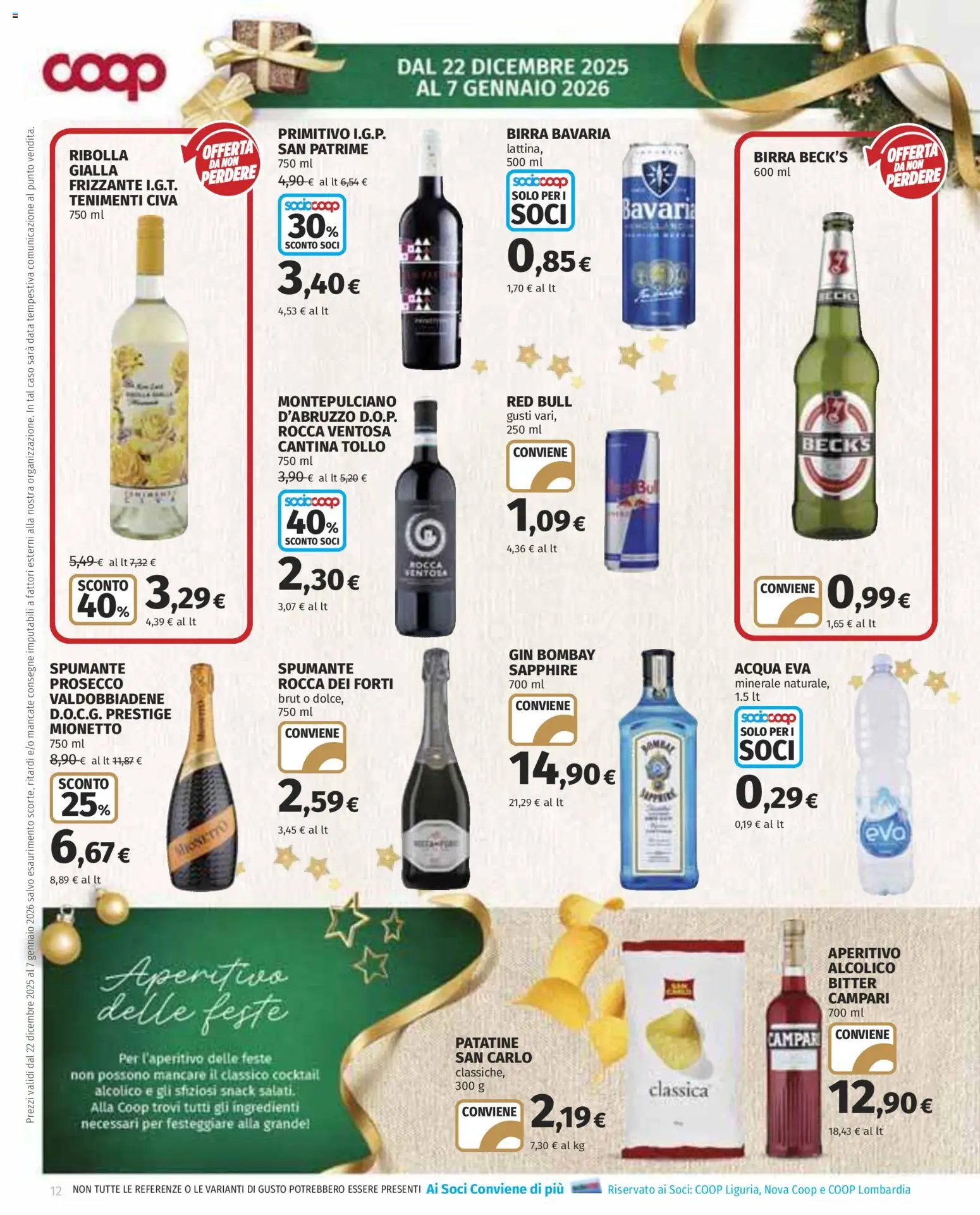 Volantino COOP del 22.12.2025 | Pagina: 12 | Prodotti: Birra, Prosecco, Acqua, Spumante