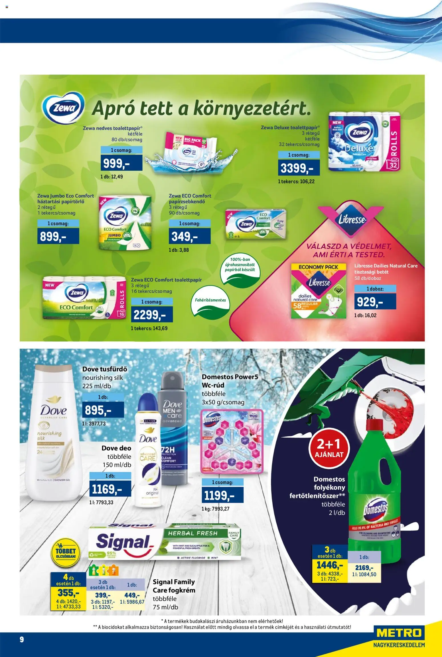 Metro akciós ujság - amely érvényes a következő dátumtól: 16.01.2026 | Oldal: 9 | Termékek: Papírtörlő, Tisztasági betét, Doboz, Fogkrém
