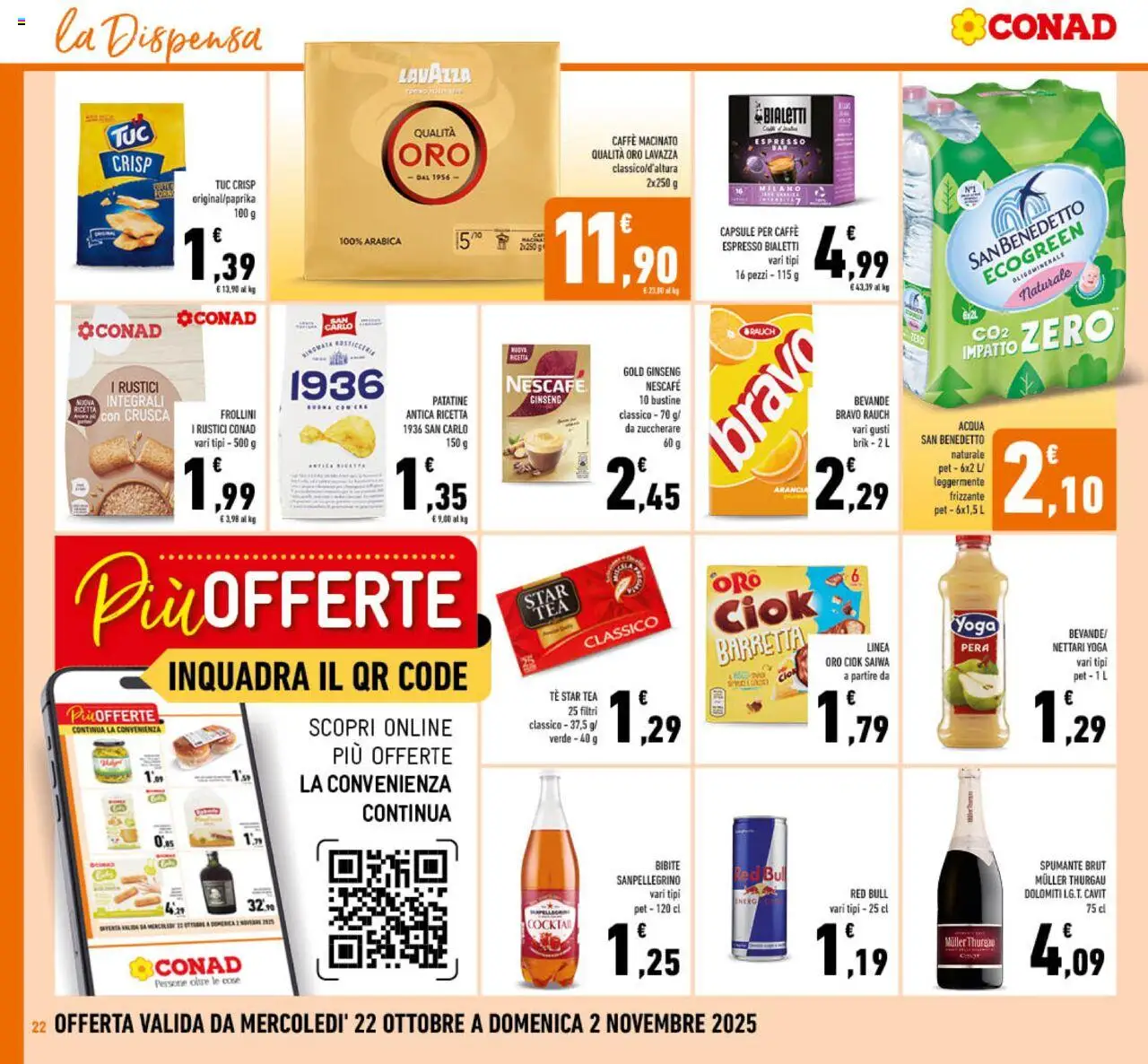 Volantino Conad del 22.10.2025 | Pagina: 22 | Prodotti: Acqua, Spumante, Frollini, Macinato