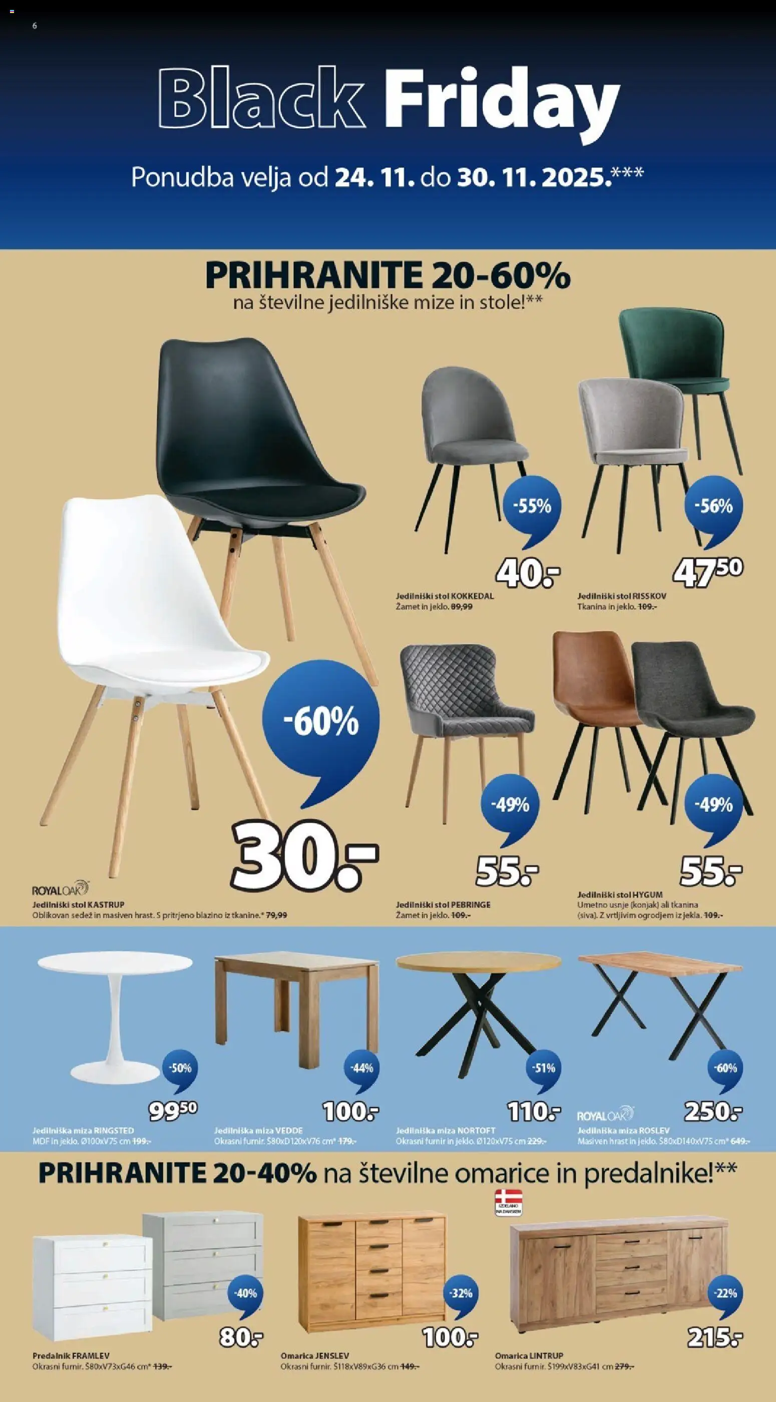 Novi JYSK katalog ponudbe – veljaven od 24.11.2025 | Stran: 6 | Izdelki: Predalnik, Miza, Stol, Omarica