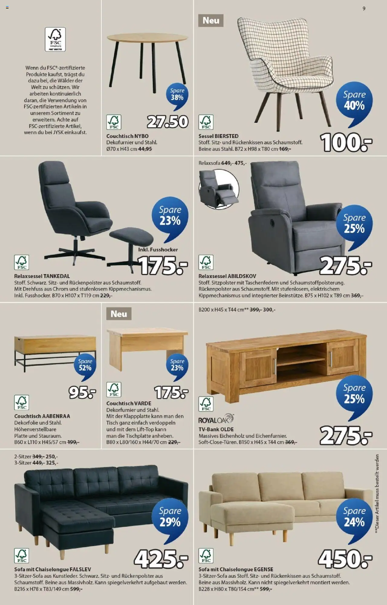 JYSK Aktionen – gültig ab 07.10.2025 | Seite: 9 | Produkte: Tisch, Sofa, Sessel, Couchtisch