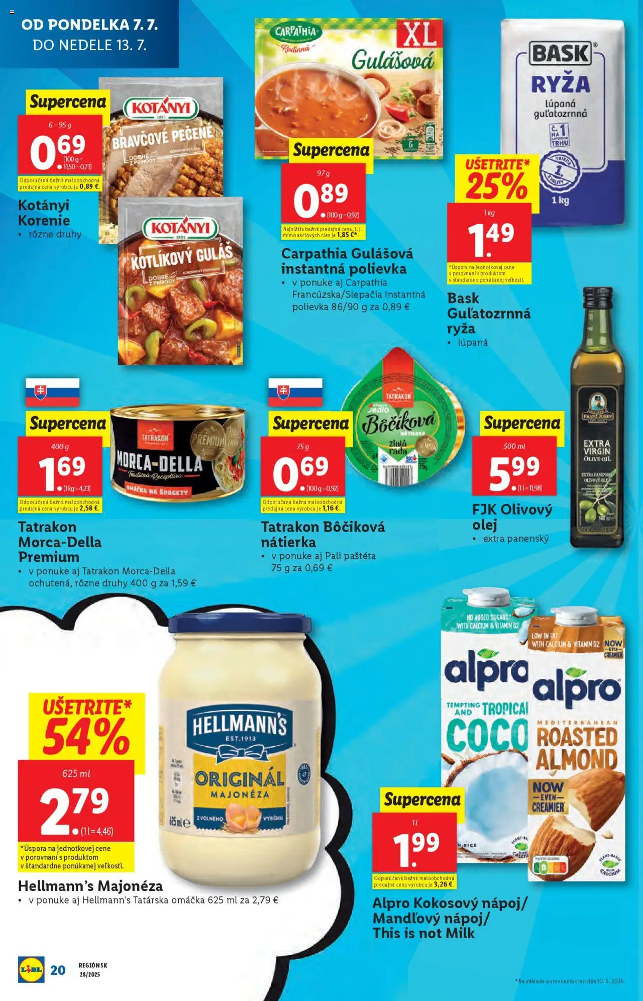 Lidl leták │ platný od 07.07.2025 | Strana: 20 | Produkty: Olej, Olivový olej, Alpro, Špagety