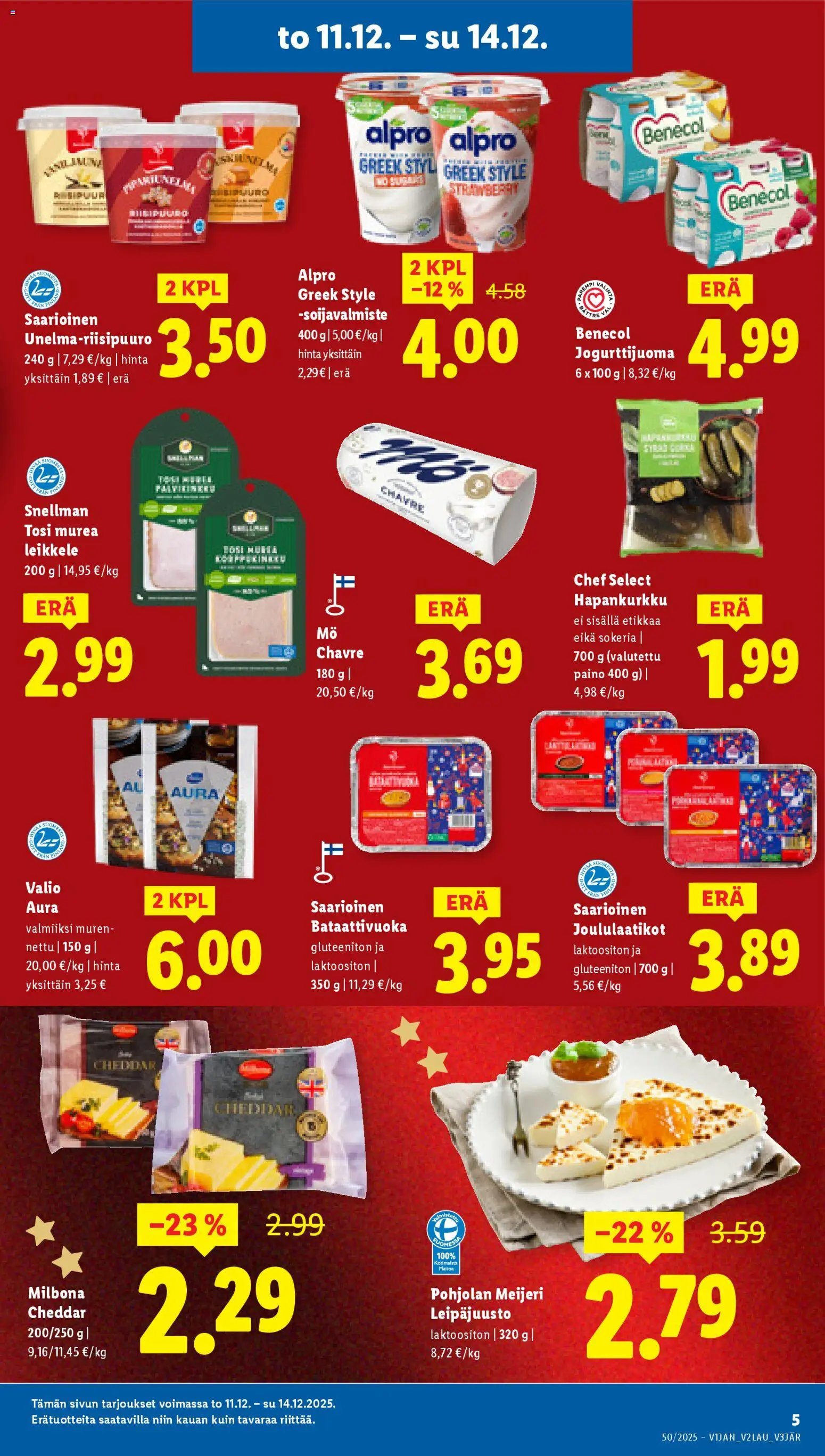 Lidl tarjoukset - Tampere – voimassa 11.12.2025 alkaen | Sivu: 5 | Tuotteet: Cheddar