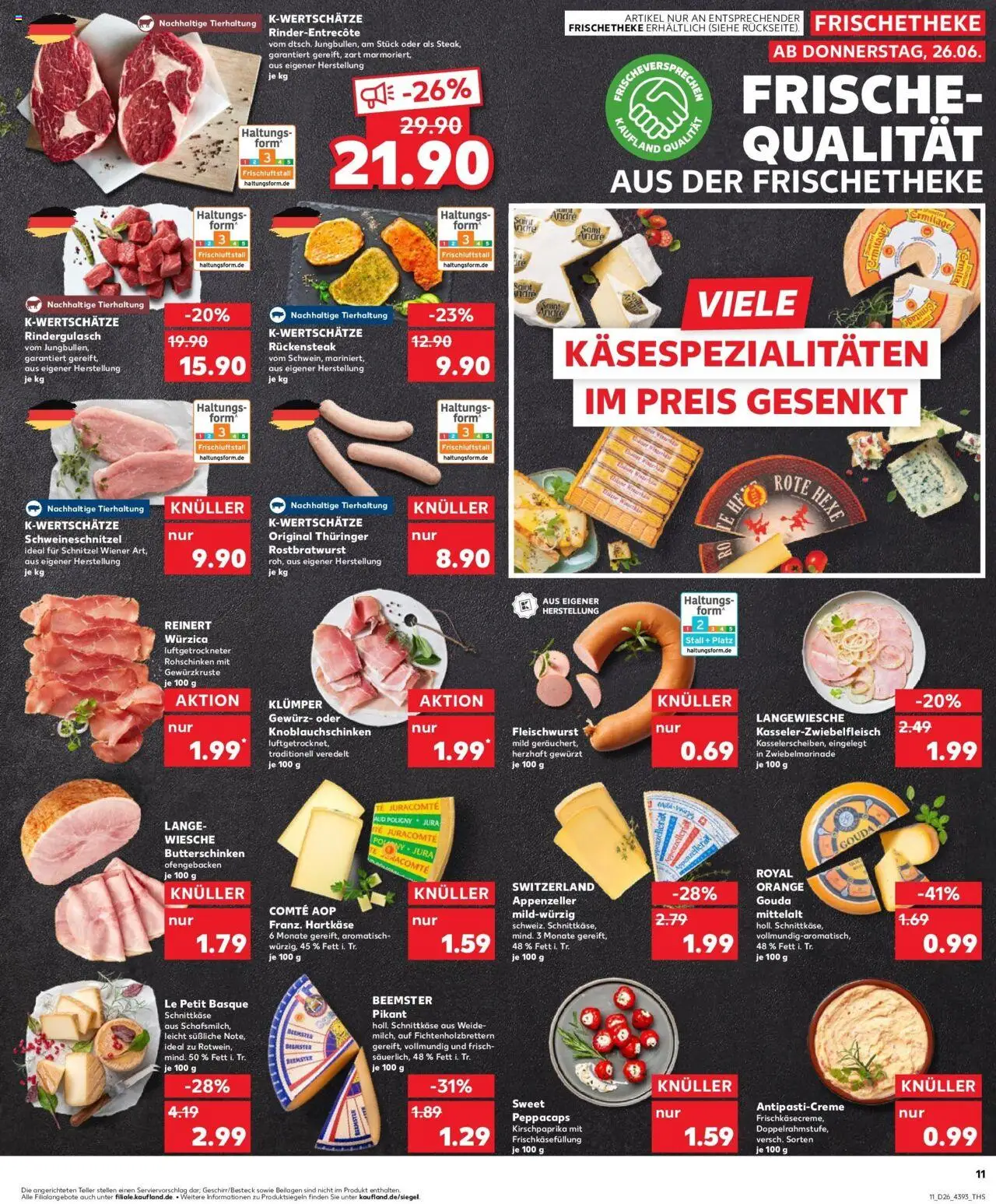 Kaufland prospekt Düren	 - gültig ab dem 29.06.2025 | Seite: 22 | Produkte: Rindergulasch, Gouda, Schnitzel, Steak