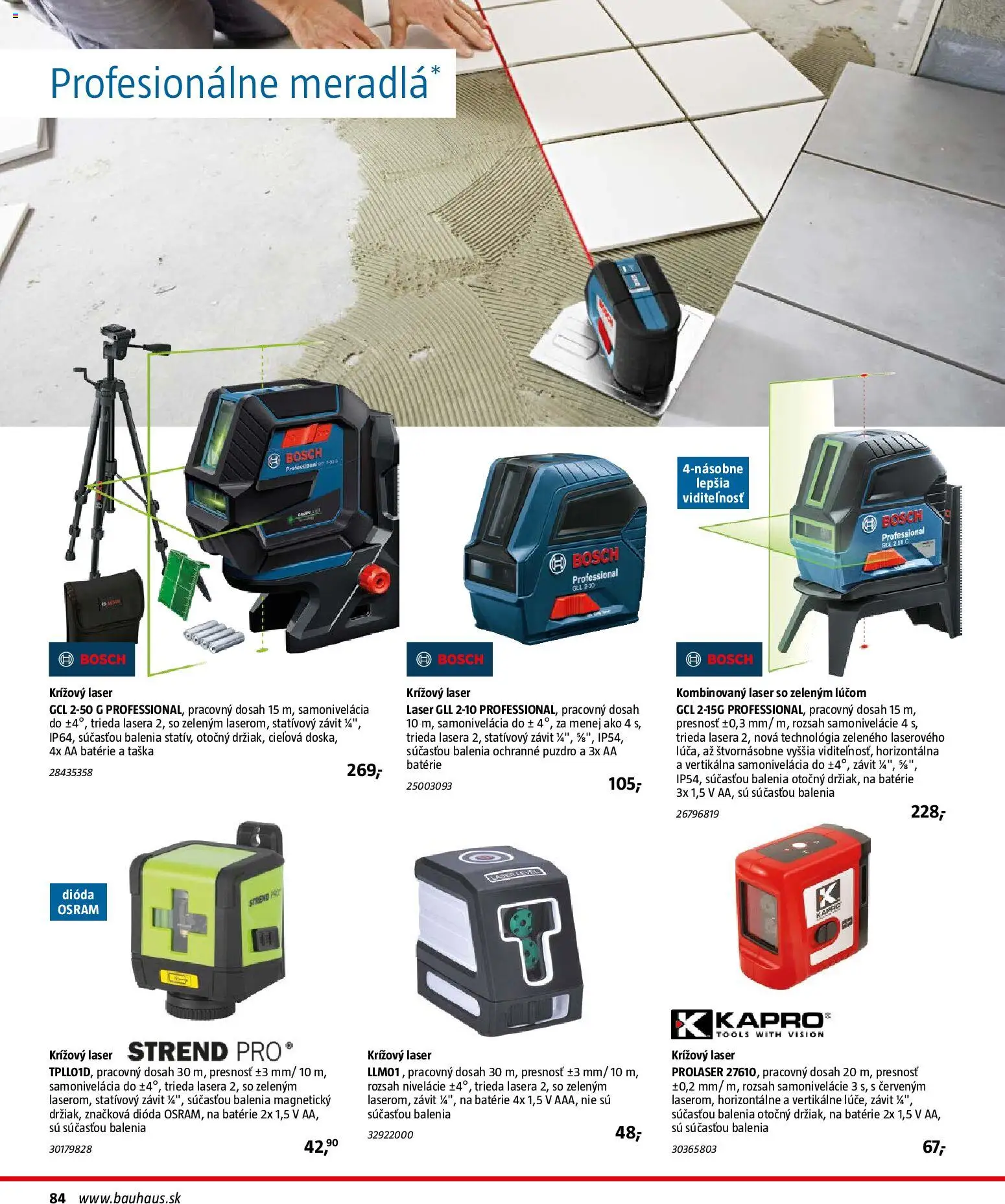 Nové Bauhaus akcie – leták je platný od 26.01.2026 | Strana: 84 | Produkty: Laser, Bosch, Taška