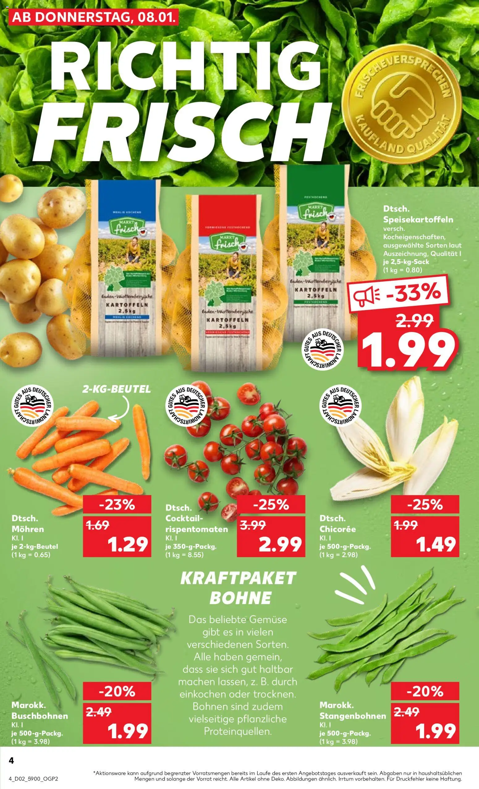 Kaufland prospekt Berlin	 – gültig ab 08.01.2026 | Seite: 4 | Produkte: Mohren, Kartoffeln, Gemüse