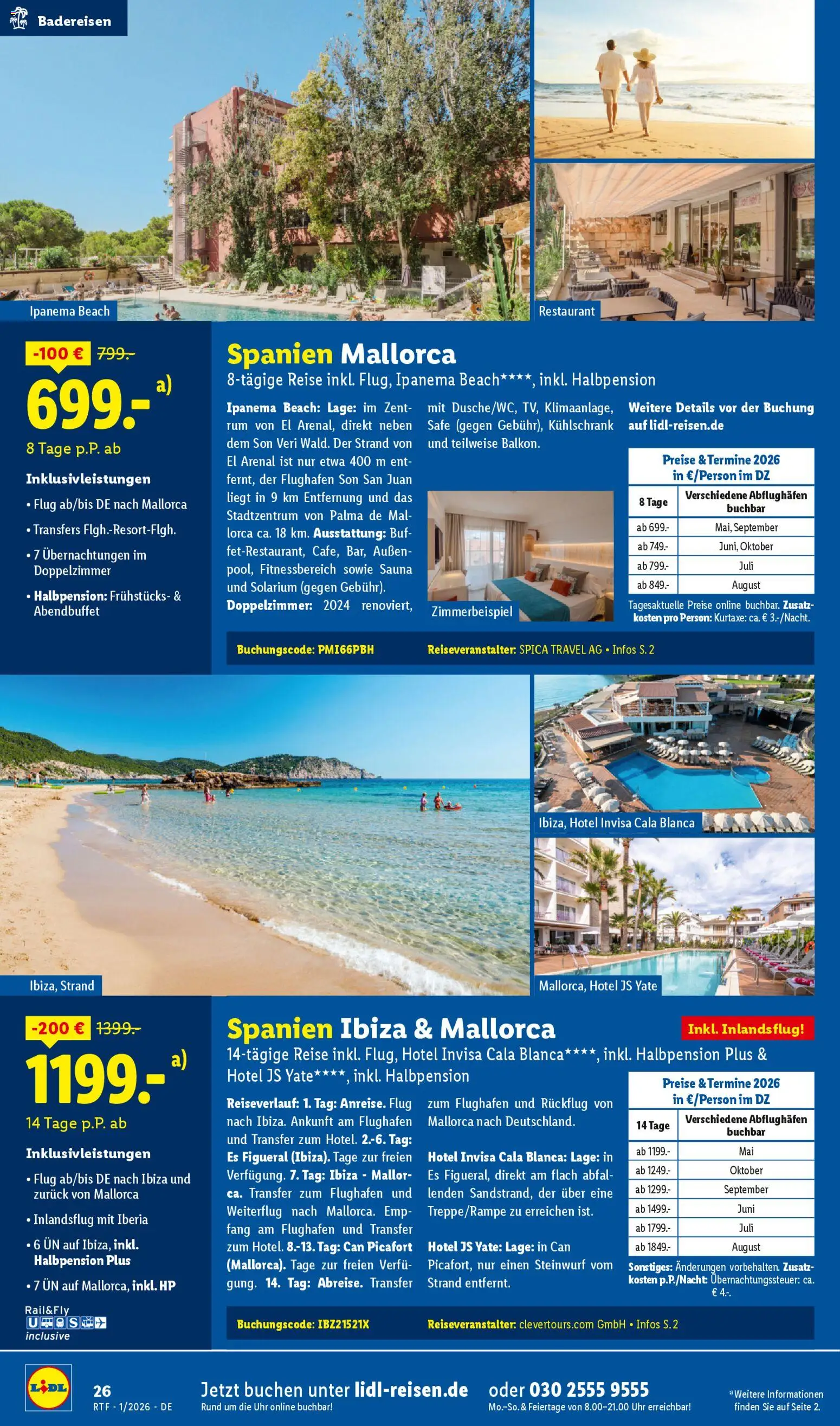 Lidl Reisen - Prospekt – gültig ab 14.01.2026 | Seite: 26 | Produkte: HP, Rum, Kühlschrank, Uhr