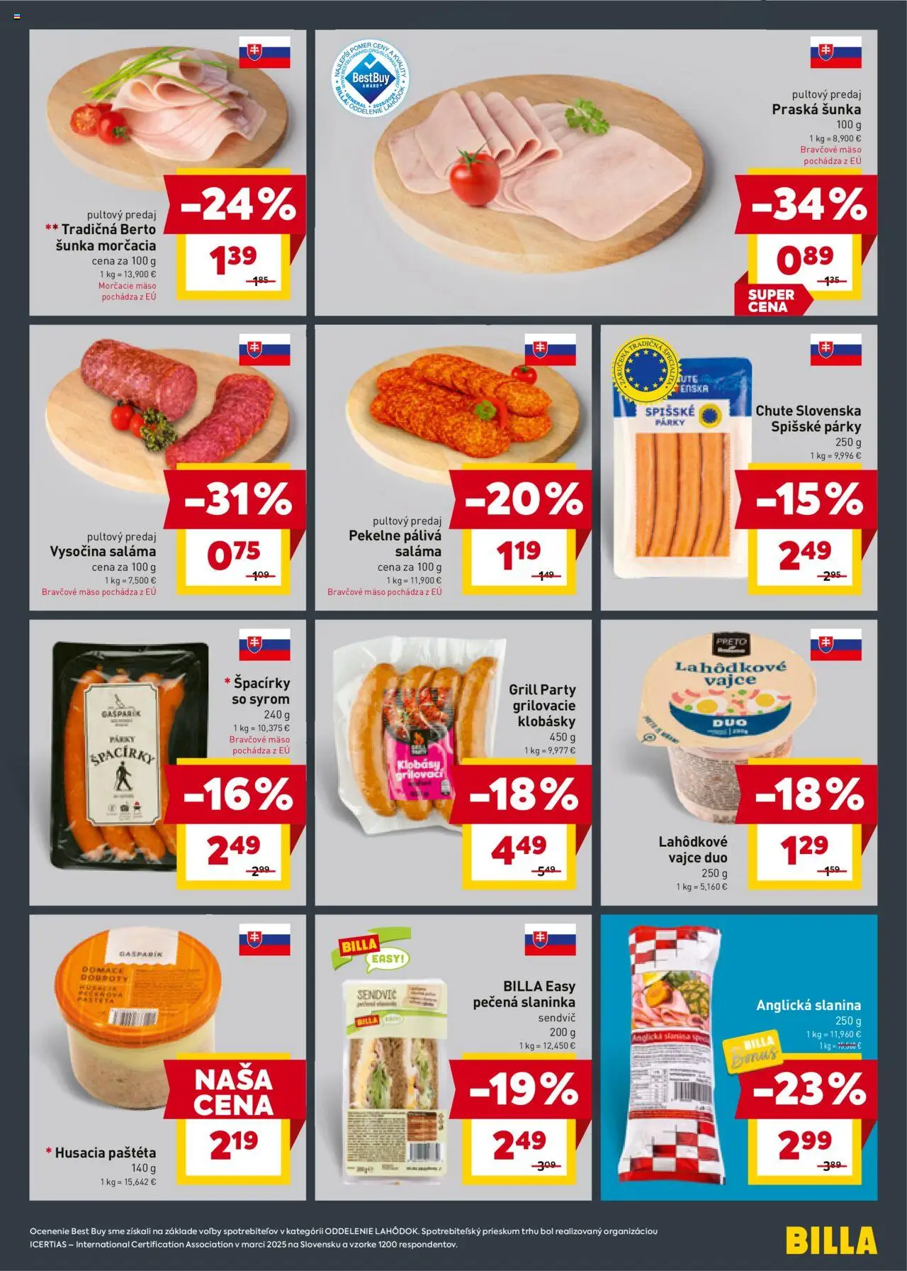 Billa leták │ platný od 30.07.2025 | Strana: 5 | Produkty: Šunka, Slanina, Bravčové mäso, Párky