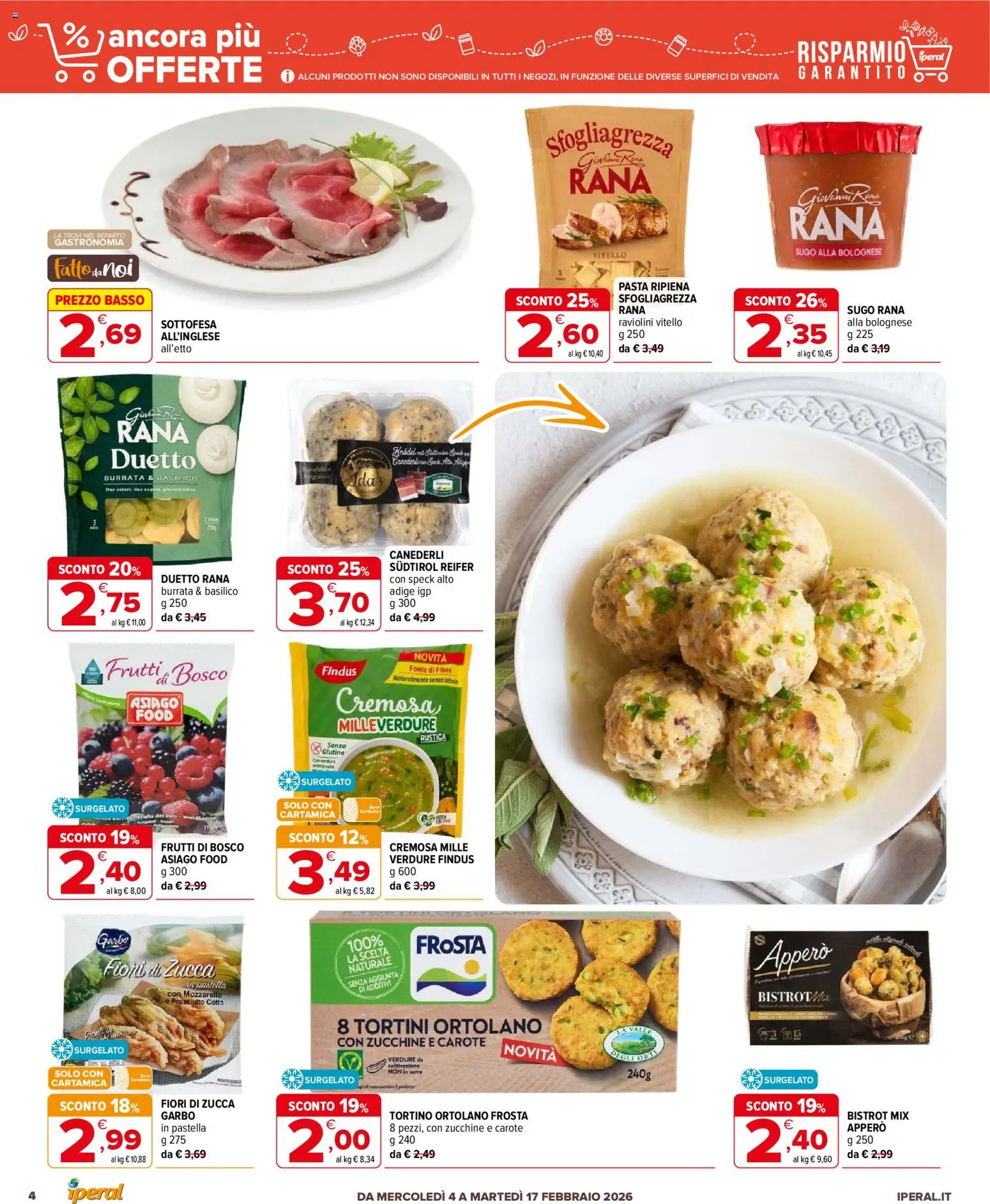 Volantino Iperal del 04.02.2026 | Pagina: 4 | Prodotti: Speck, Verdure, Sugo, Burrata
