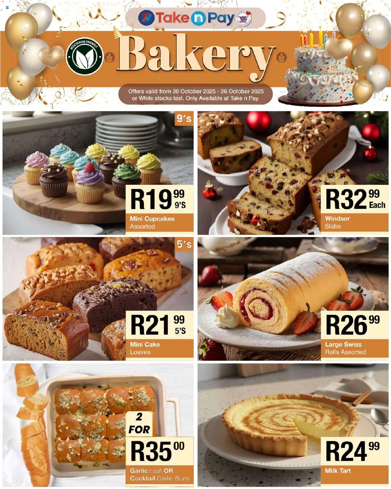 New Take n Pay catalogue – valid from 20.10.2025 | Page: 12 | Products: Bakery, Buns, Milk, Garlic