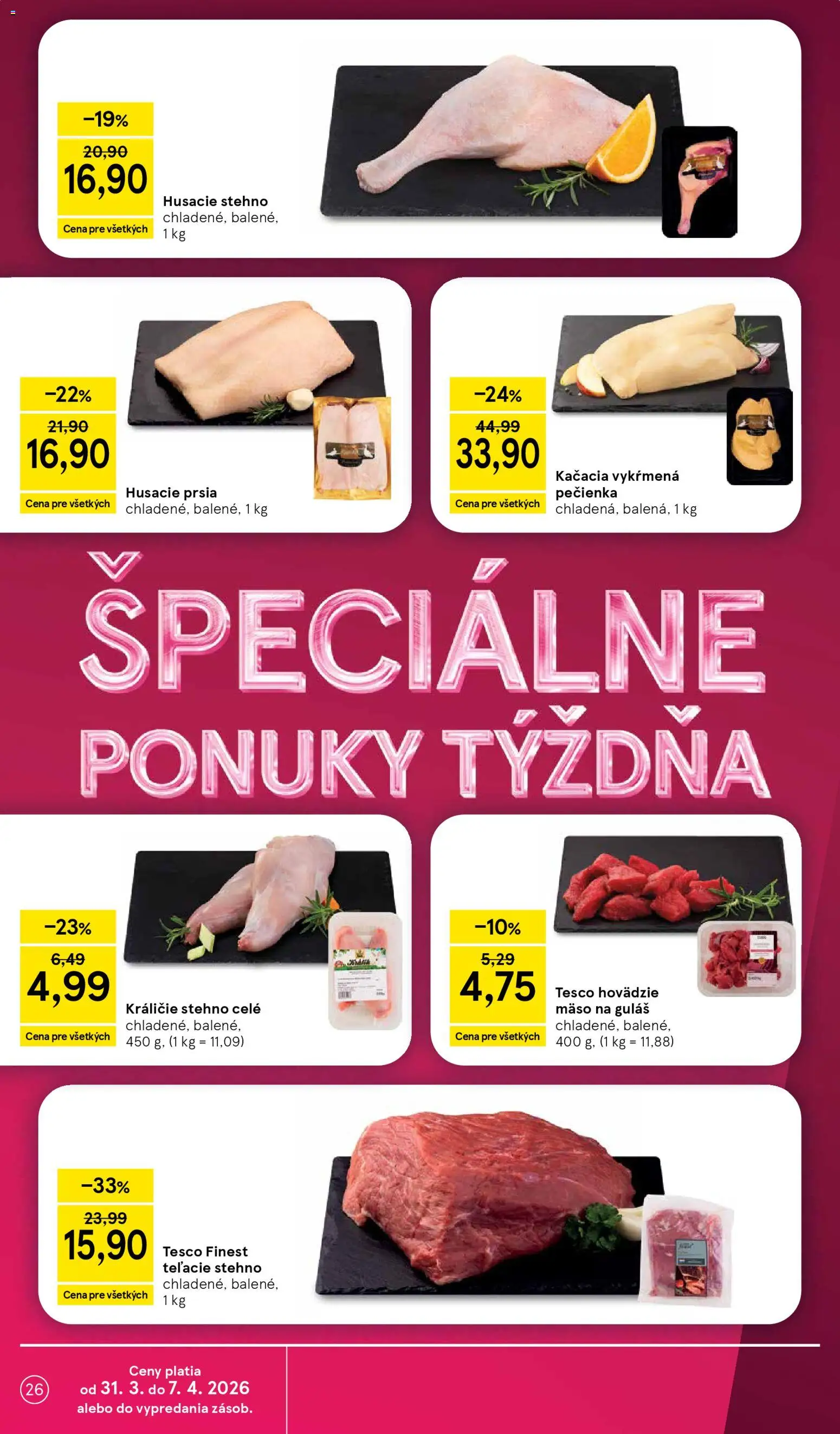 Nové Tesco akcie – leták je platný od 31.03.2026 | Strana: 26 | Produkty: Hovädzie mäso