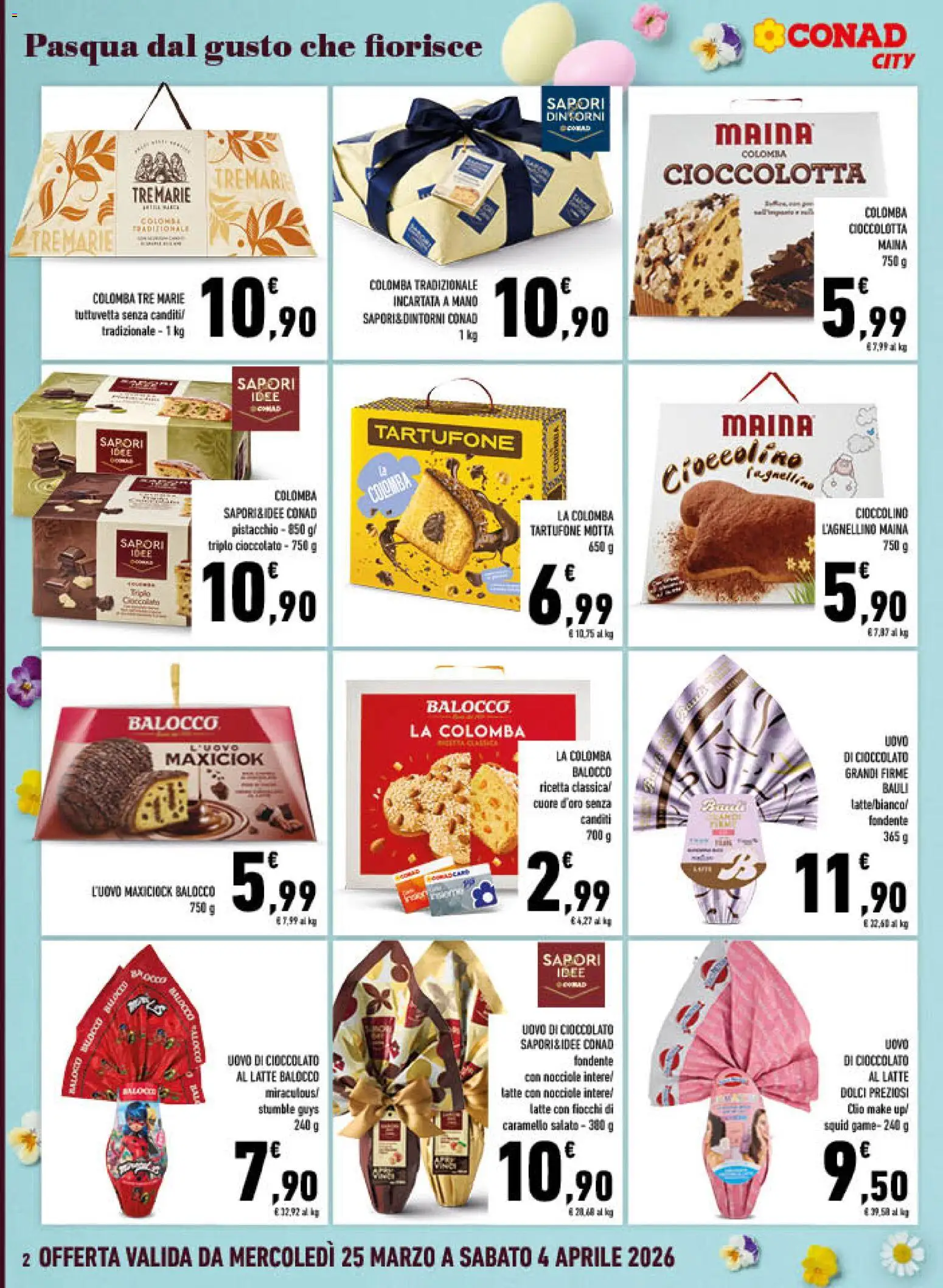 Volantino Conad del 25.03.2026 | Pagina: 2 | Prodotti: Cioccolato, Fiocchi, Latte, Nocciole