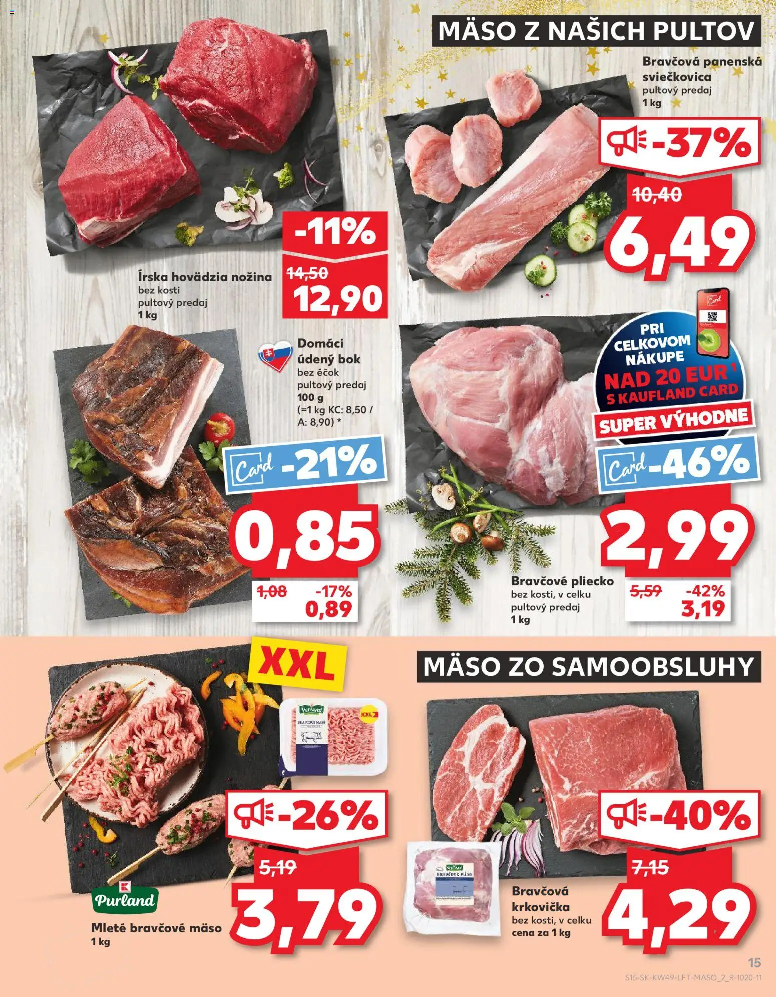 Nové Kaufland akcie – leták je platný od 04.12.2025 | Strana: 15 | Produkty: Bravčová krkovička, Krkovička, Bravčové mäso