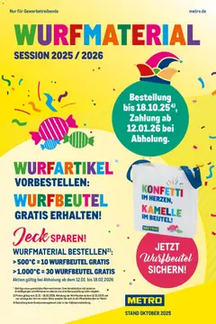 Metro Wurfmaterial Karneval ab 01.10.2025 gültig