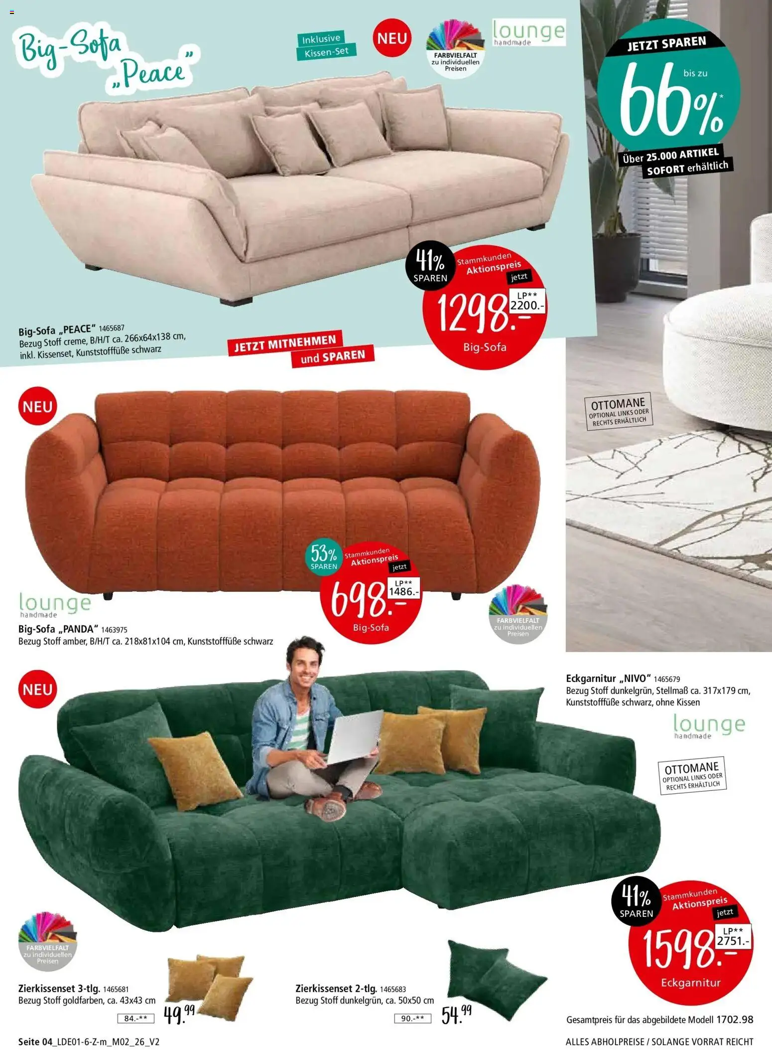 Zurbrüggen - Zurbrüggen: Unschlagbar günstig – gültig ab 26.01.2026 | Seite: 4 | Produkte: Bigsofa, Kissen