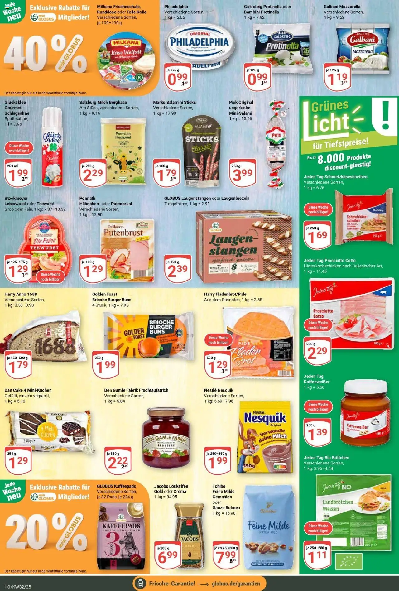 Globus prospekt Idar-Oberstein	 - gültig ab dem 03.08.2025 | Seite: 13 | Produkte: Nesquik, Käse, Philadelphia, Brot