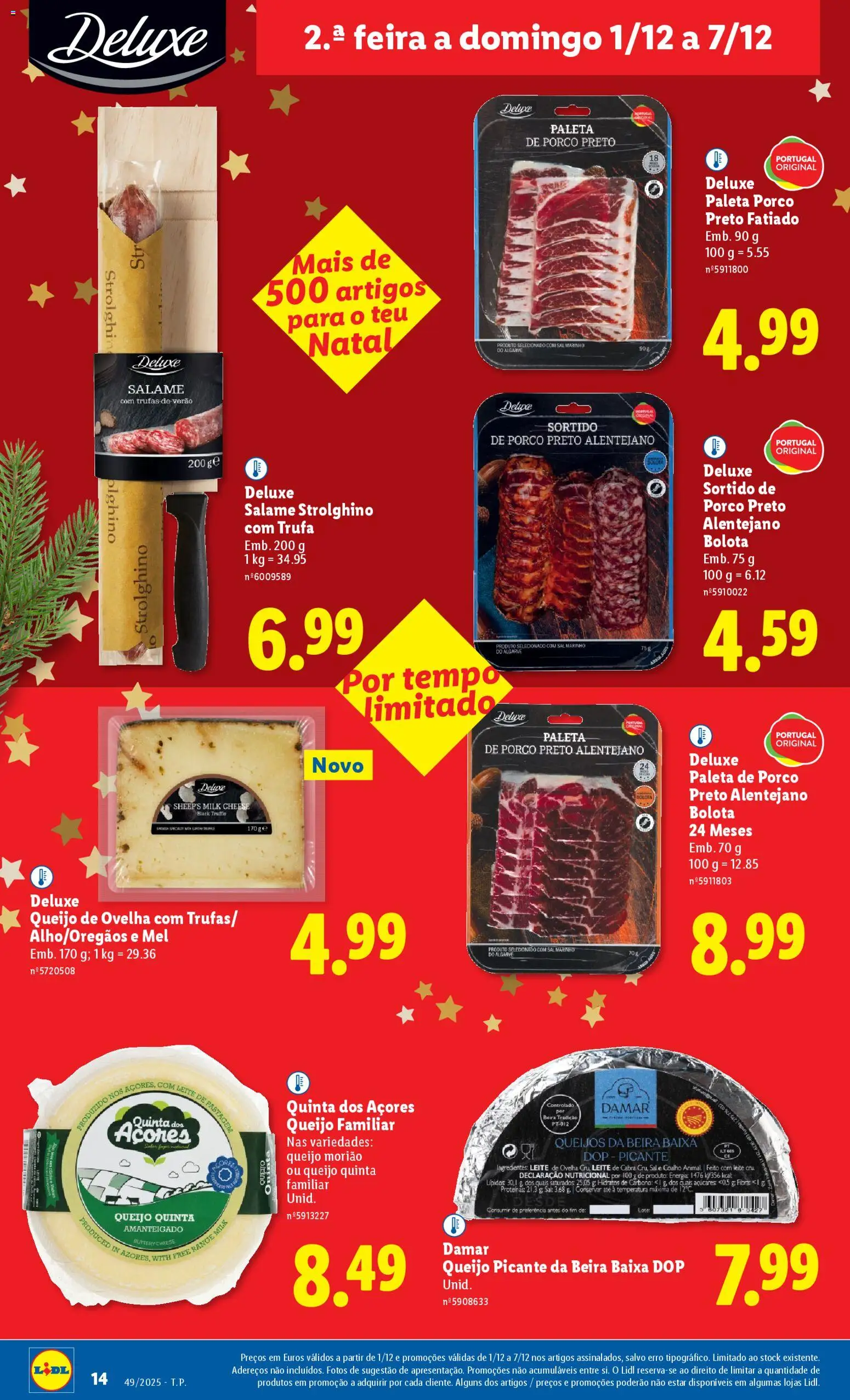 Lidl folheto │ válido de 01.12.2025 | Página: 14 | Produtos: Sal, Leite, Salame, Mel