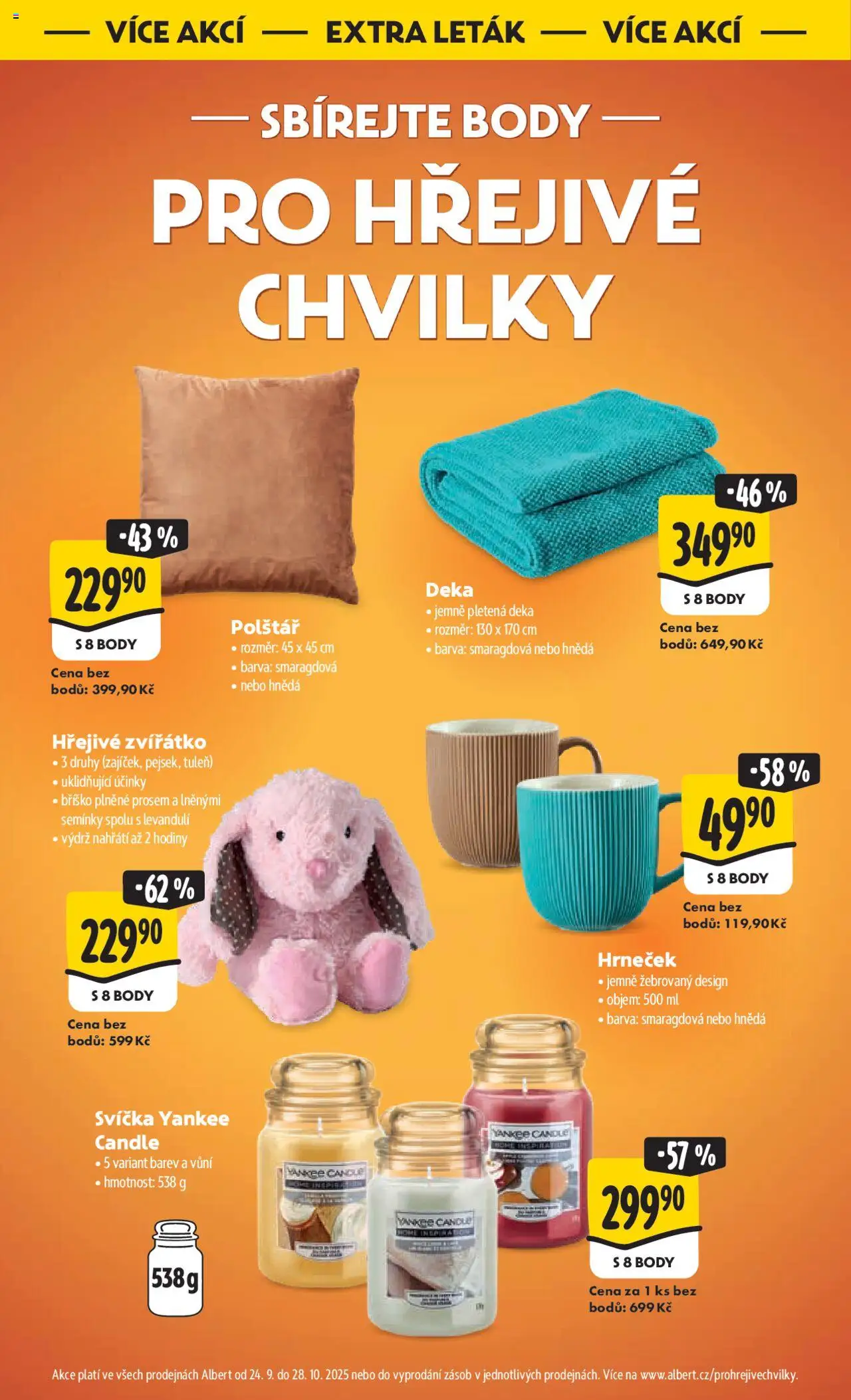Albert leták - Hypermarket od 24.09.2025 | Strana: 50 | Produkty: Yankee Candle, Deka, Svíčka, Polštář