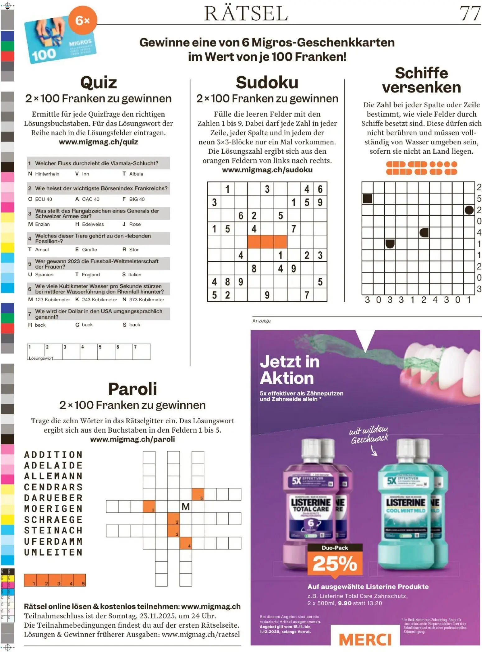 Migros Magazin – gültig ab 17.11.2025 | Seite: 77 | Produkte: Orangen, Wasser