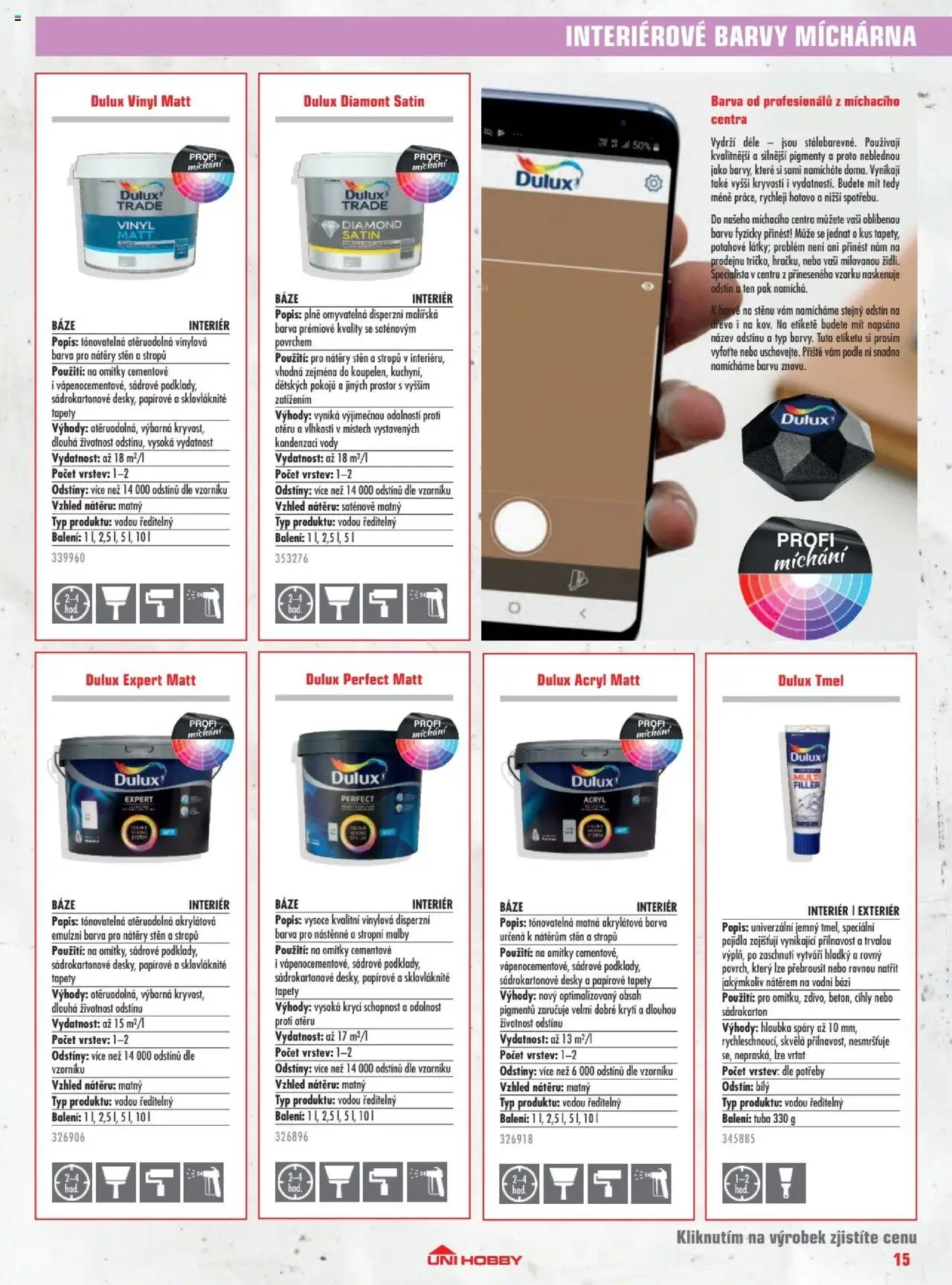 Uni Hobby katalog - Barvy 2025 od 23.05.2025 | Strana: 15 | Produkty: Tuba, Tapety, Desky, Barvy