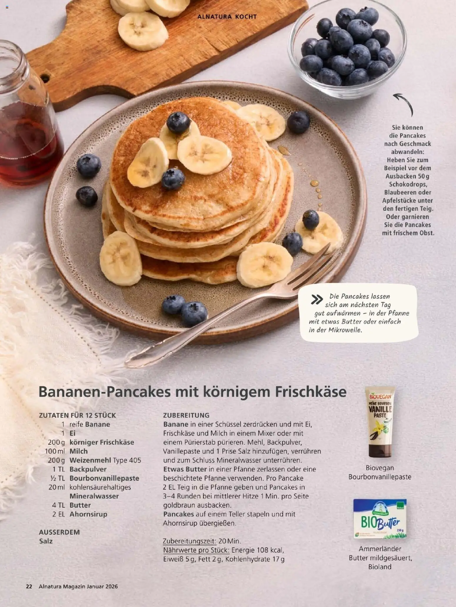 Alnatura Prospekt – gültig ab 01.01.2026 | Seite: 22 | Produkte: Milch, Butter, Mineralwasser, Frischkase