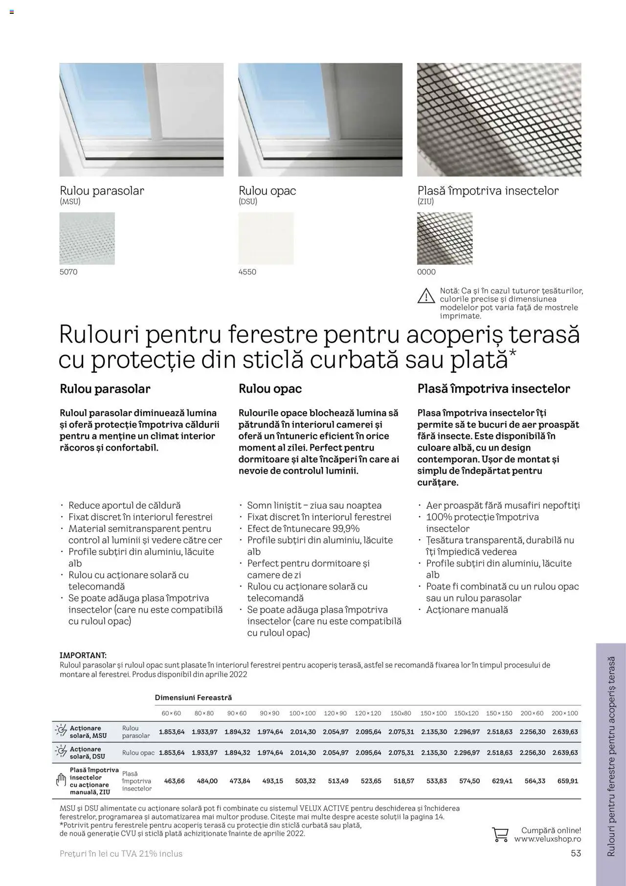 Velux catalog - Rulouri şi rolete – valabil de la 25.02.2025 | Pagină: 53 | Produse: Tavuk suyu, Fereastră