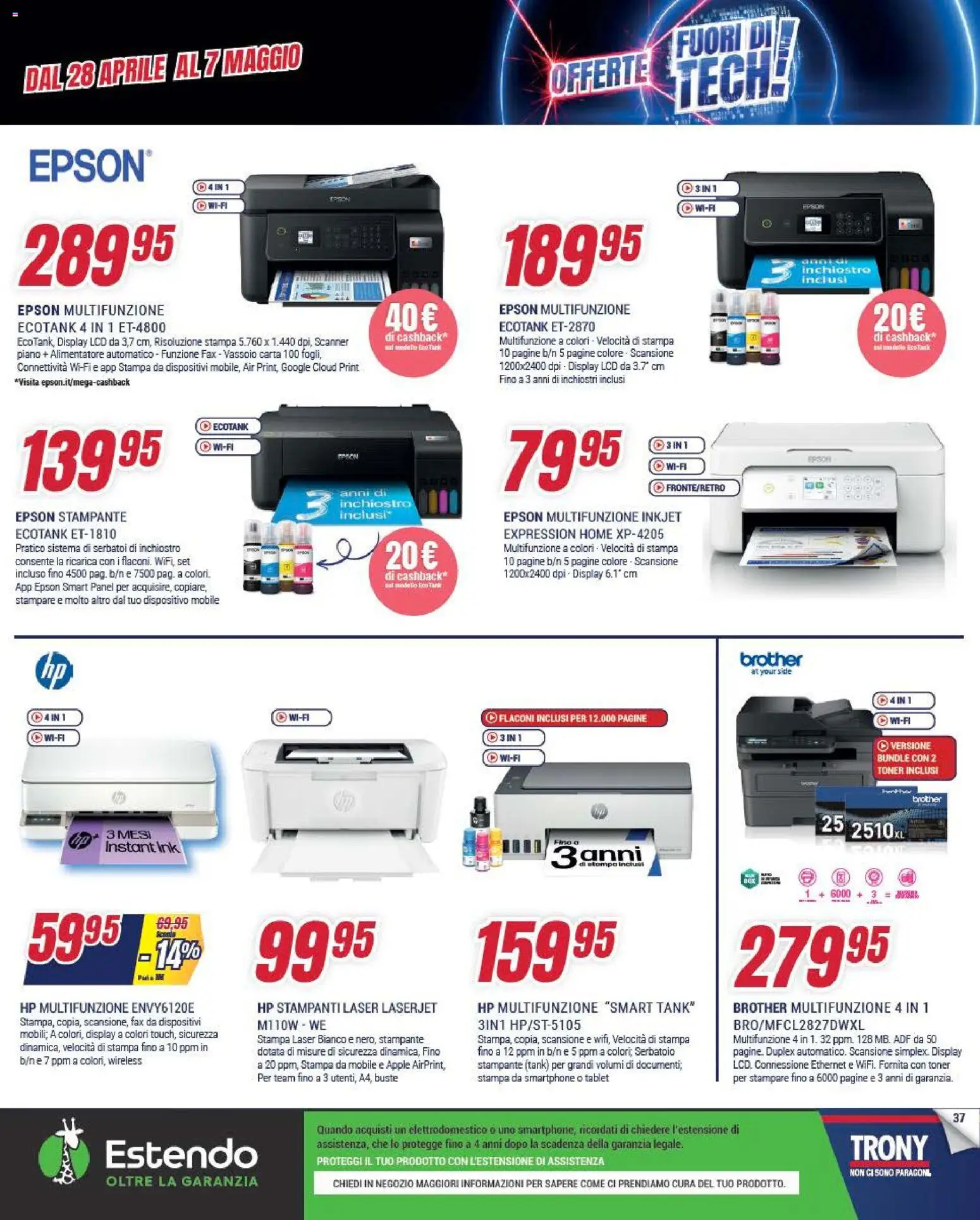 Volantino Trony del 28.04.2026 | Pagina: 37 | Prodotti: Tablet, Stampante, Toner, Vassoio