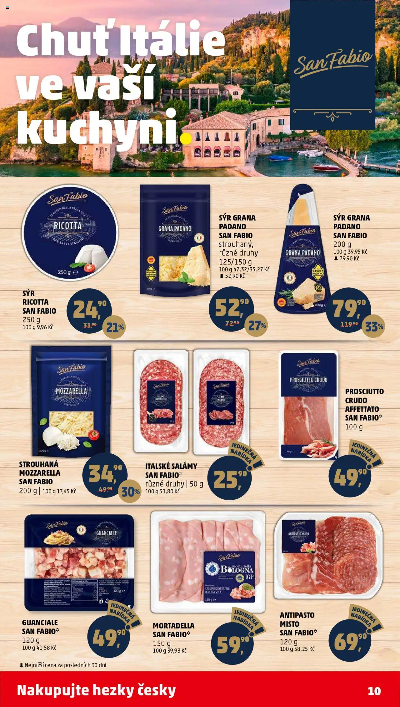 Penny Market leták - Čtvrtečník od 12.06.2025 | Strana: 10 | Produkty: Sýr, Mortadella, Grana Padano, Crudo