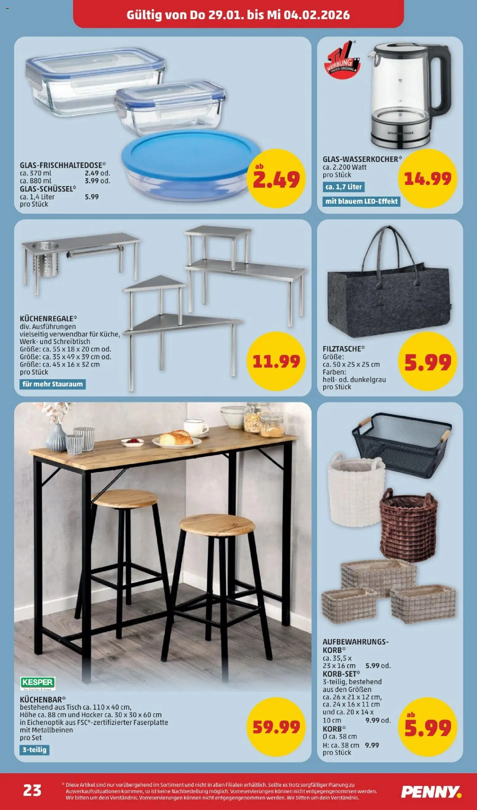 Penny Markt Flugblatt gültig ab 29.01.2026 | Seite: 23 | Produkte: Tisch