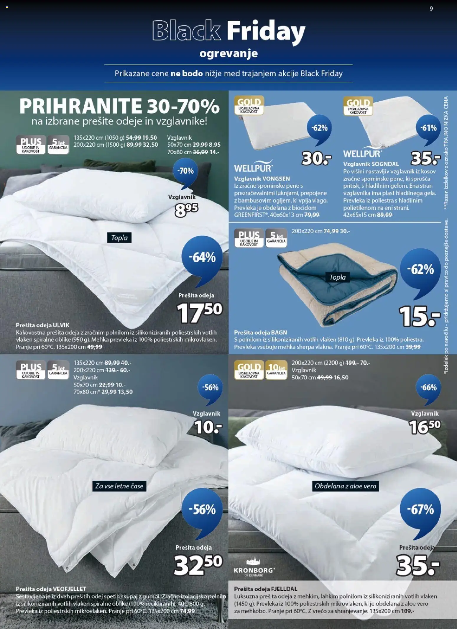 Novi JYSK katalog ponudbe – veljaven od 19.11.2025 | Stran: 9 | Izdelki: Prešita odeja, Vzglavnik, Prevleka, Odeja