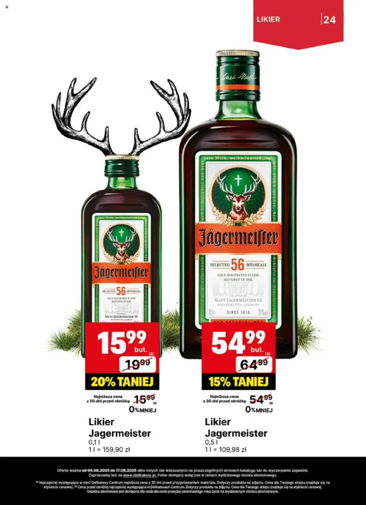 Delikatesy Centrum Gazetka - DeliBarek od 04.08.2025 | Strona: 24 | Produkty: Delikatesy, Jagermeister