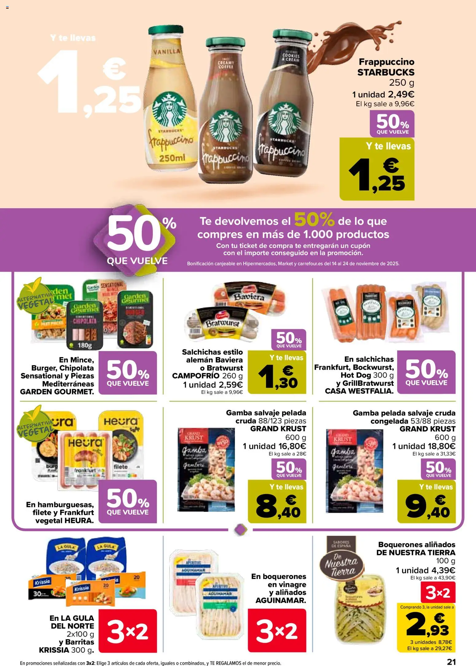 Carrefour folleto │ válido desde el 28.10.2025 | Página: 21 | Productos: Té, Filete, Δεξαμενή, Gamba