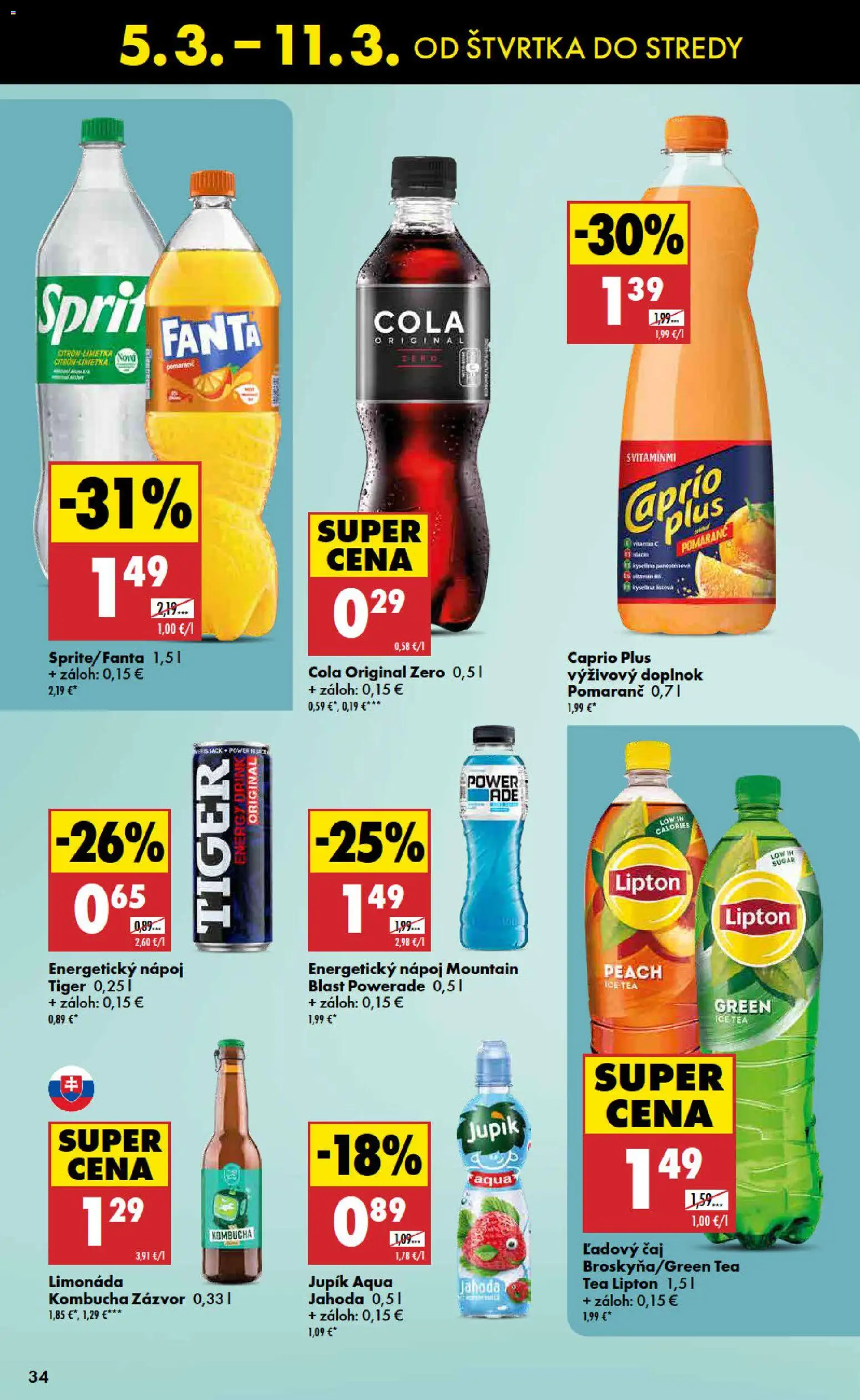 Nové Biedronka akcie – leták je platný od 05.03.2026 | Strana: 34 | Produkty: Zázvor, Čaj, Fanta, Cola