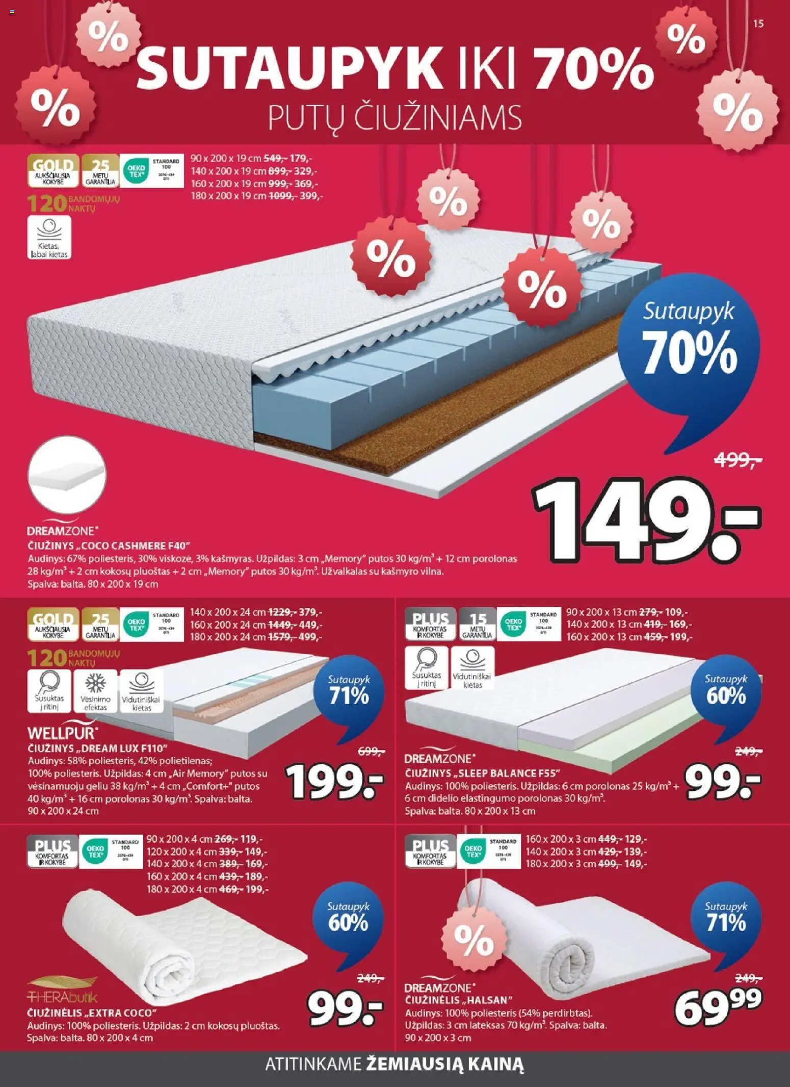 JYSK akcijos nuo 06.01.2026 | Puslapis: 15 | Prekių: Čiužinys, Užvalkalas