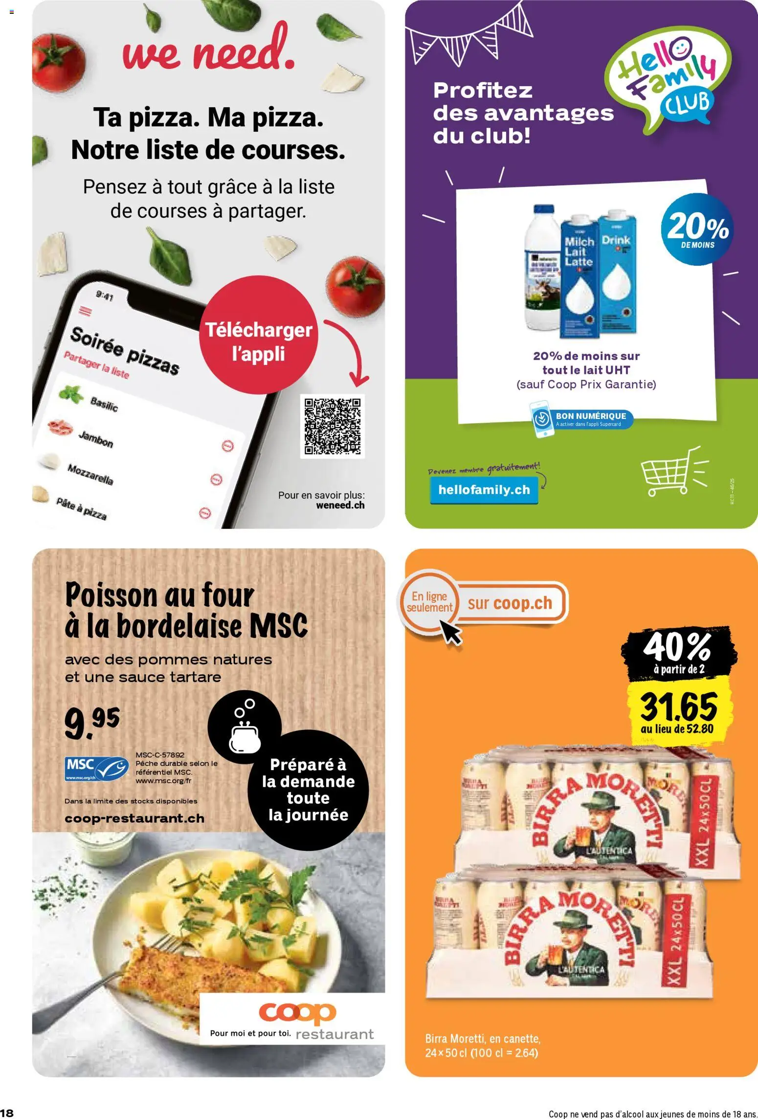 Coop - Les actions de la semaine – gültig ab 13.11.2025 | Seite: 18 | Produkte: Milch, Pizza