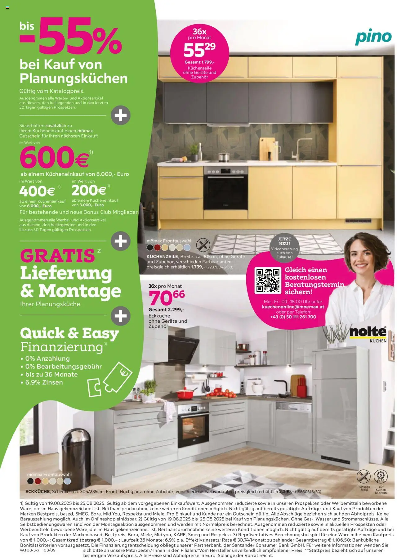 Mömax Prospekt aktuell gültig ab 19.08.2025 | Seite: 8 | Produkte: Wasser, Telefon, Uhr, Küchenzeile
