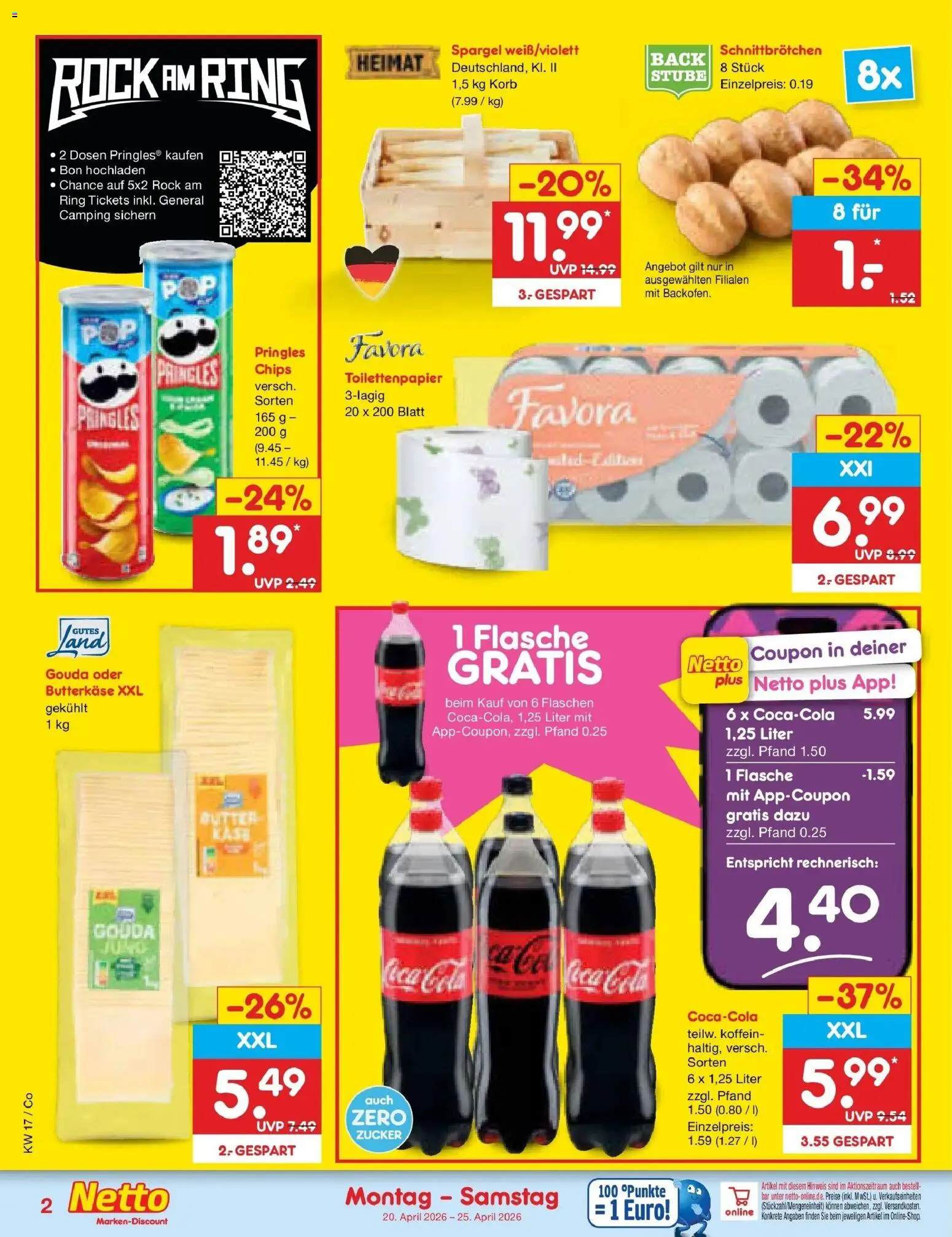Netto Marken-Discount Prospekt Delitzsch	 – gültig ab 20.04.2026 | Seite: 2 | Produkte: Coca cola, Cola, Gouda, Chips