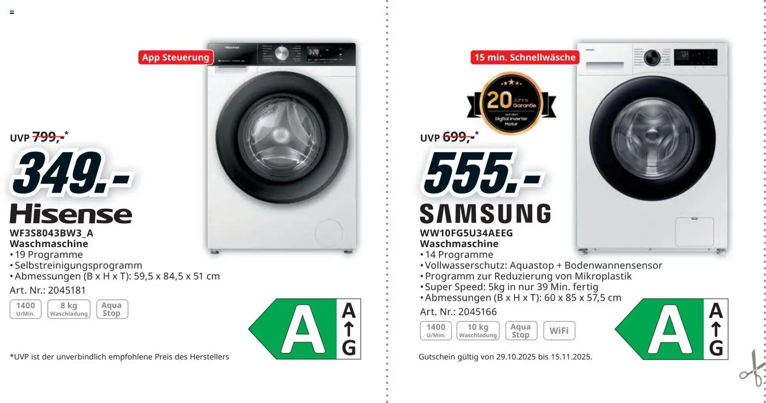 Media Markt Angebote gültig ab 29.10.2025 | Seite: 20 | Produkte: Waschmaschine, Samsung