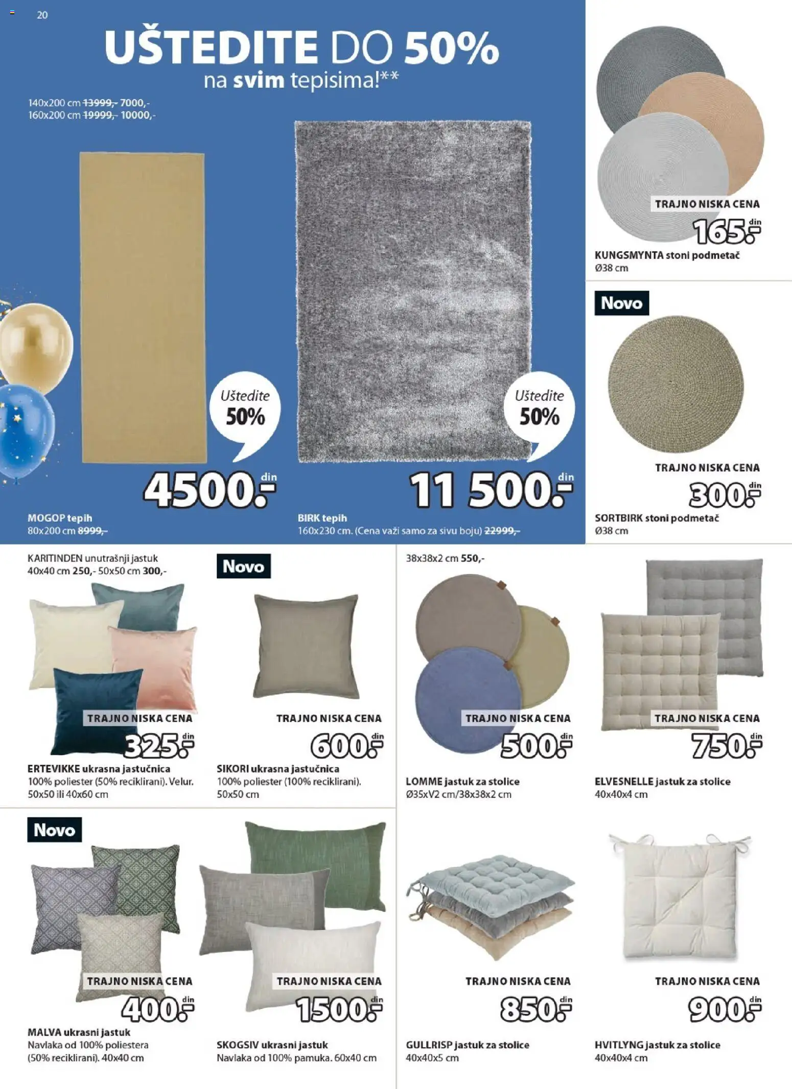 Jysk katalog - važi od 18.03.2026 | Strana: 20 | Proizvode: Jastuk, Tepih